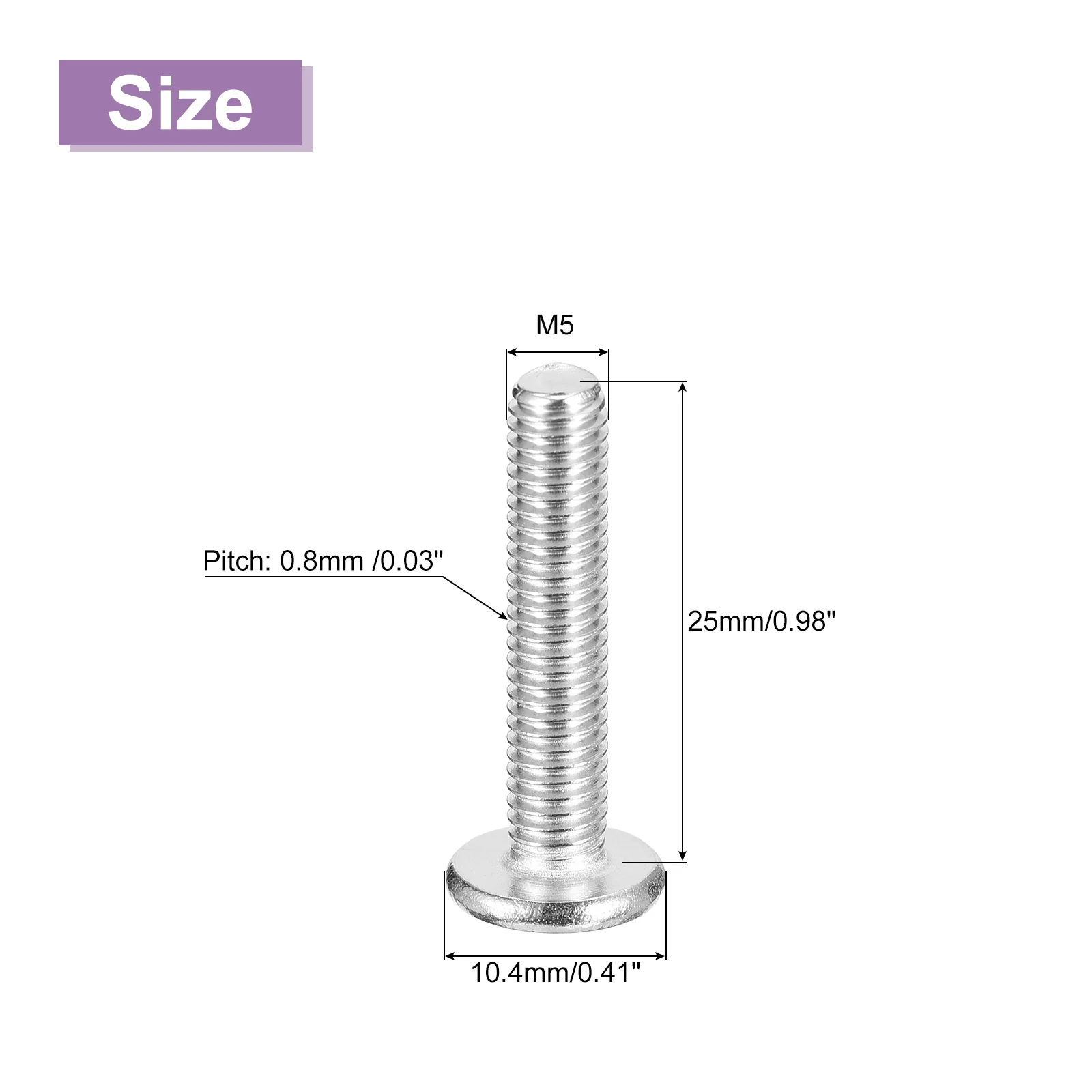 Uxcell M5x25mm Flat Round Head Phillips Head Screw, 20Pcs Phillips Drive Machine Screw - Image 2