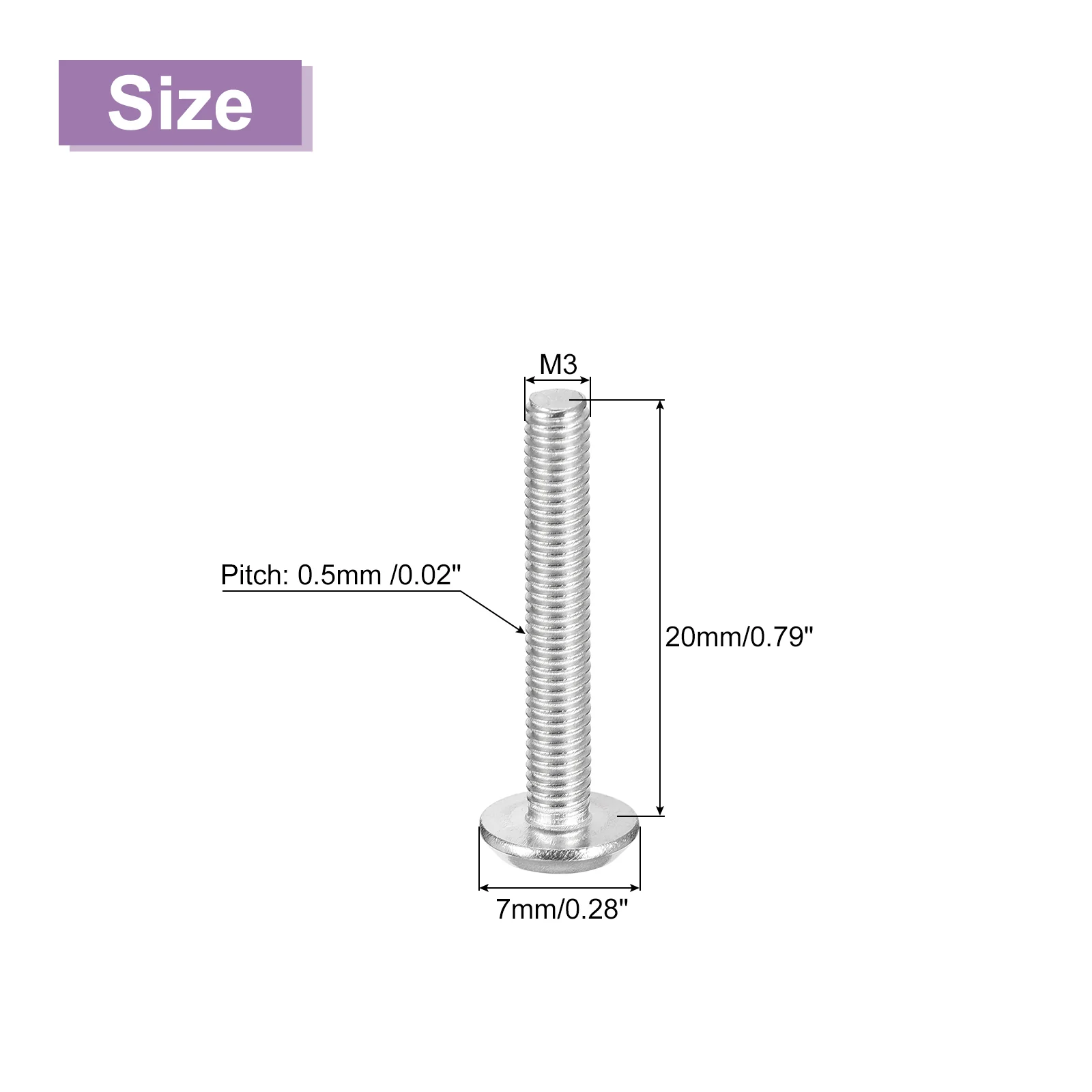 Uxcell M3x20mm Flat Round Head Phillips Head Screw, 20Pcs Phillips Drive Machine Screw - Image 2