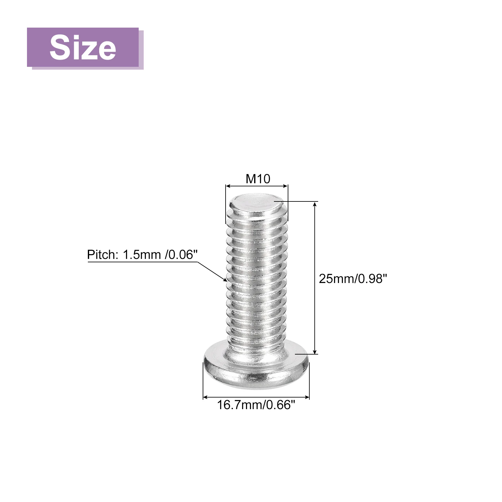 Uxcell M10x25mm Flat Round Head Phillips Head Screw, 12Pcs Phillips Drive Machine Screw - Image 2