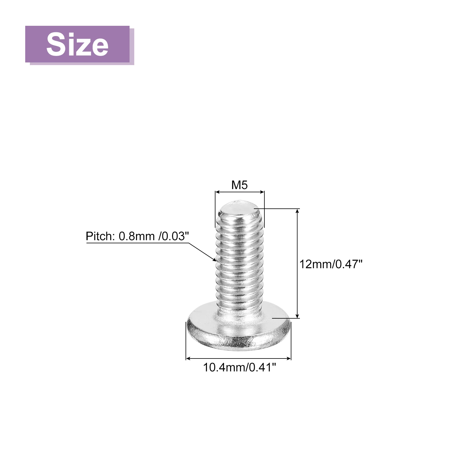 Uxcell M5x12mm Flat Round Head Phillips Head Screw, 50Pcs Phillips Drive Machine Screw - Image 2