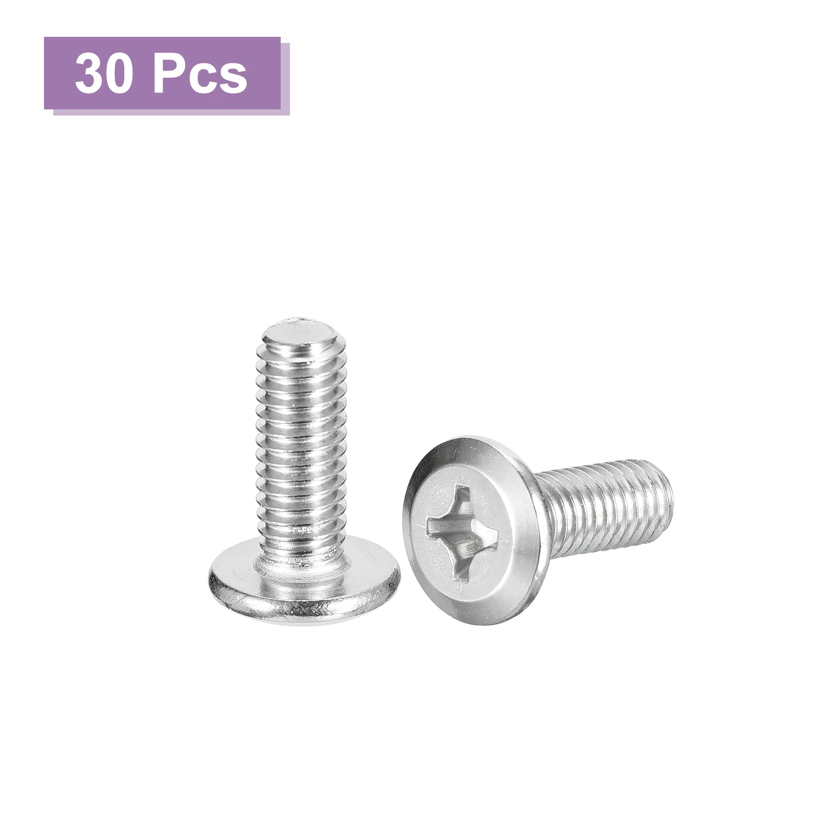 Uxcell M6x16mm Flat Round Head Phillips Head Screw, 30Pcs Phillips Drive Machine Screw - Image 3