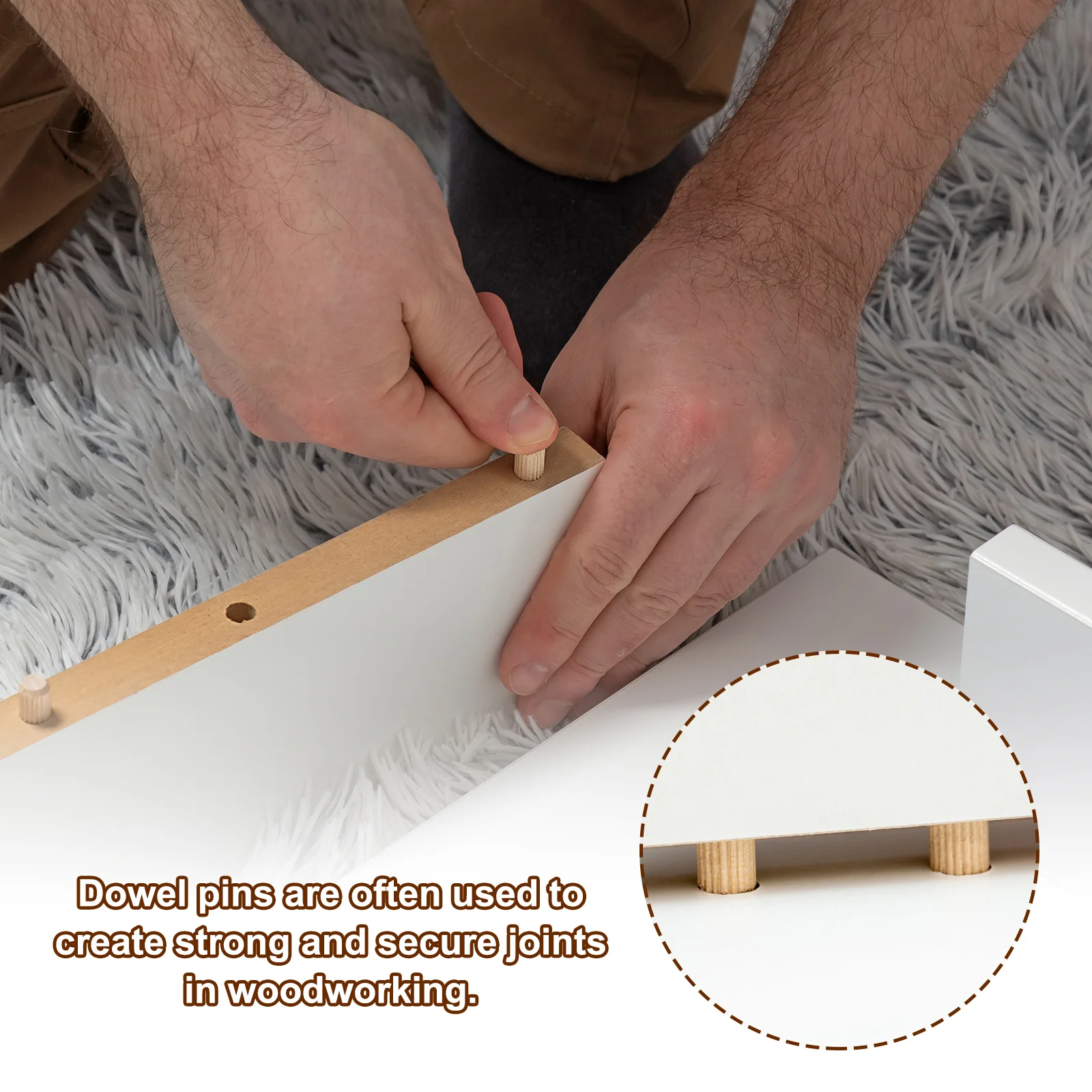 5/16"x1 3/16" Wood Dowel Pins,120 Pack Fluted Wooden Dowel Pin Straight Groove - Image 4