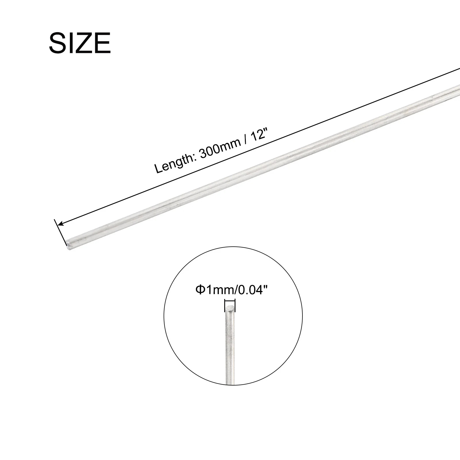 Uxcell 10pcs 1mm x 300mm Stainless Steel Round Rod Metal Solid Shaft Rods Lathe Bar - Image 2