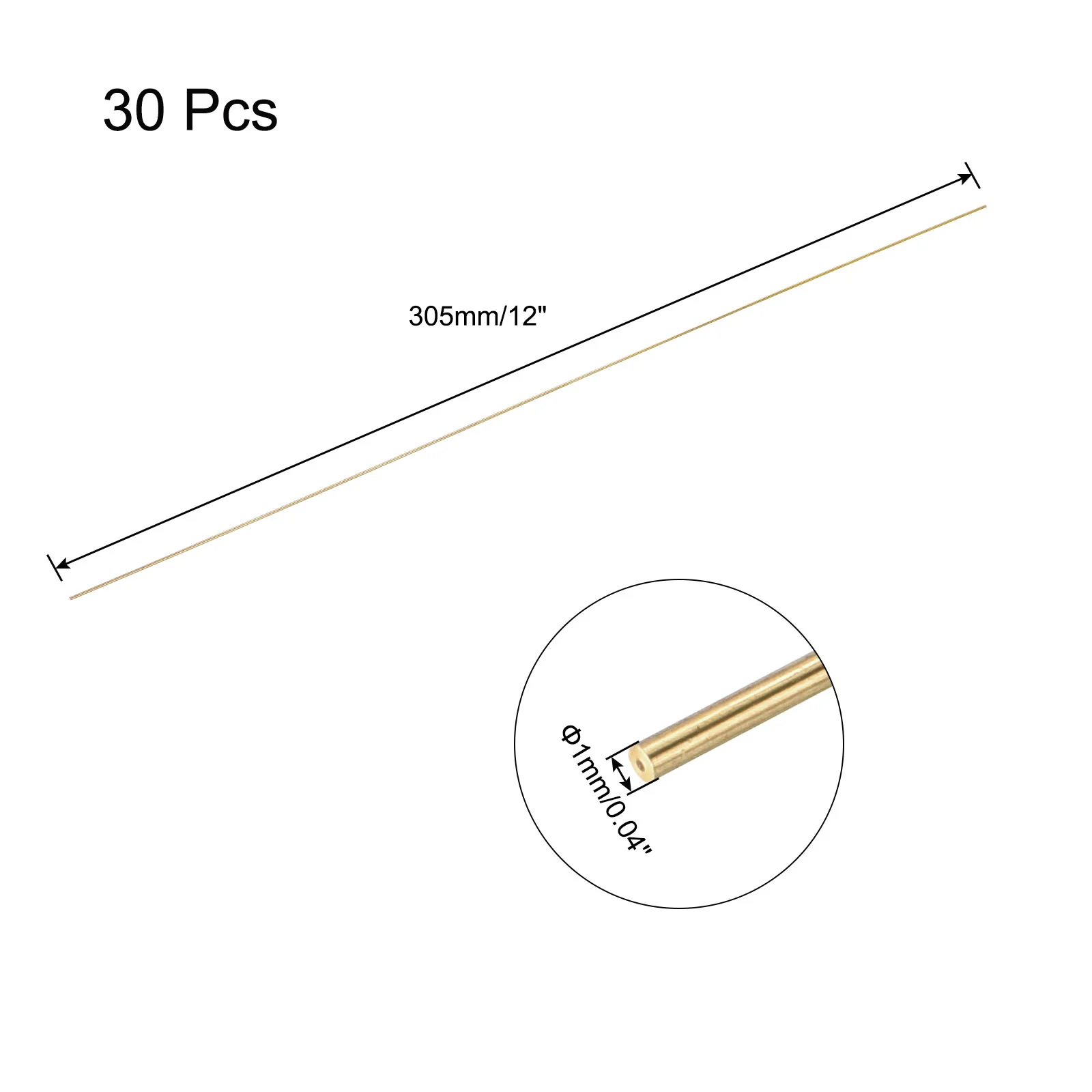 Brass Rod,Brass Solid Round Rod 1mm Diameter 305mm Length Lathe Bar Stock 30pcs - Image 2