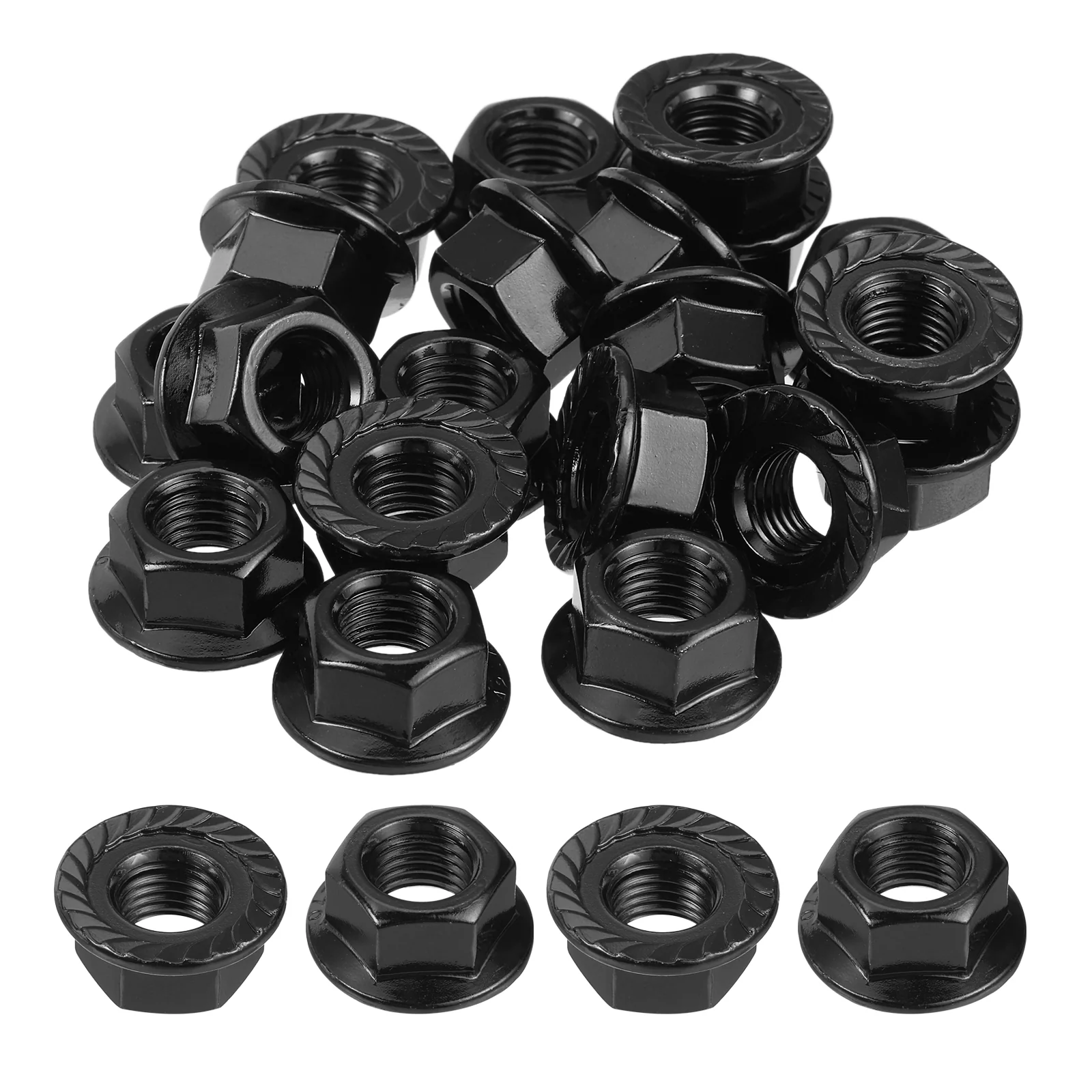 Uxcell M12x1.5mm Serrated Flange Hex Lock Nuts, 20Pcs Hexagon Flange Nut, Black