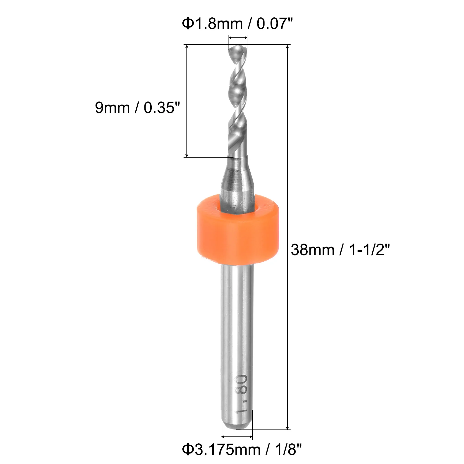Uxcell 1.8mm Tungsten Carbide CNC Engraving Print Circuit Board PCB Drill Bit 5 Pcs - Image 2