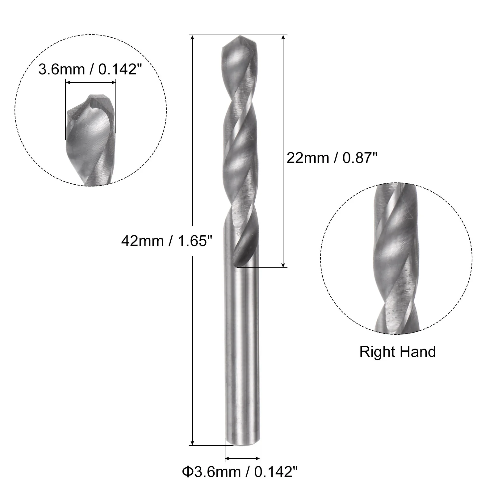Uxcell Solid Carbide Twist Drill Bit 3.6mm YG6X/C3 Carbide for Drilling Metal Plastic - Image 2