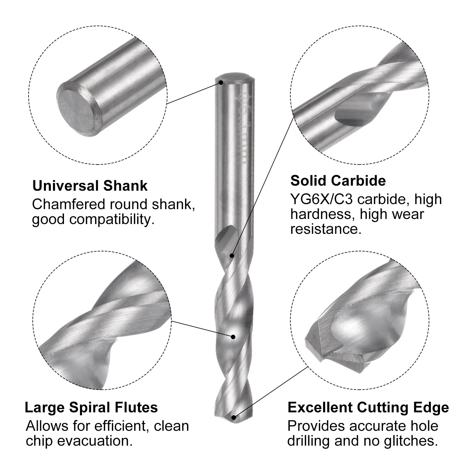 Uxcell Solid Carbide Twist Drill Bit 6.1mm YG6X/C3 Carbide for Drilling Metal Plastic - Image 3
