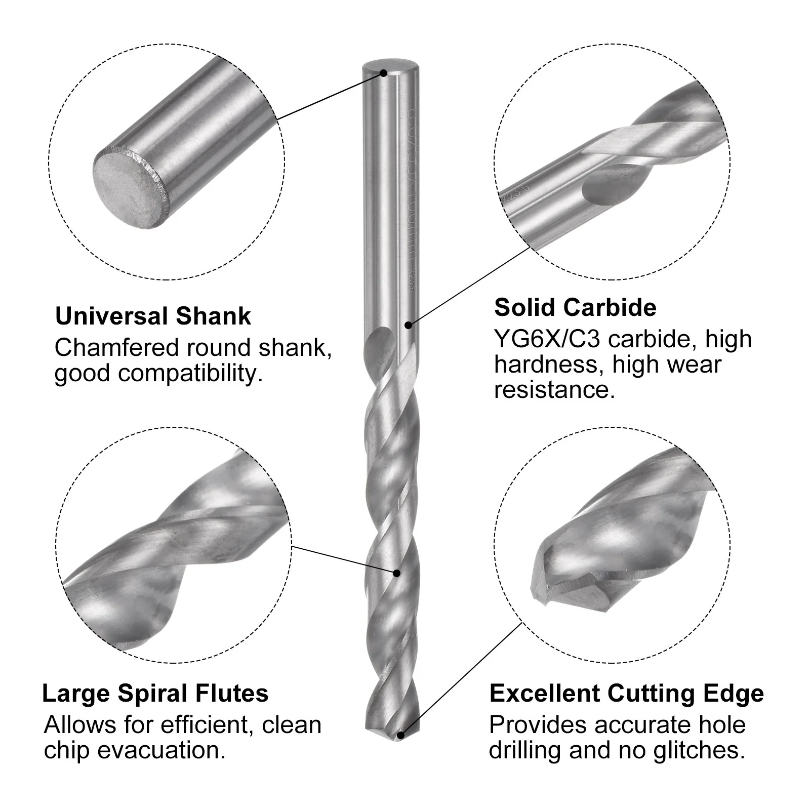 Uxcell Solid Carbide Twist Drill Bit 8mm Dia 100mm Extra Long for Drilling Metal - Image 3