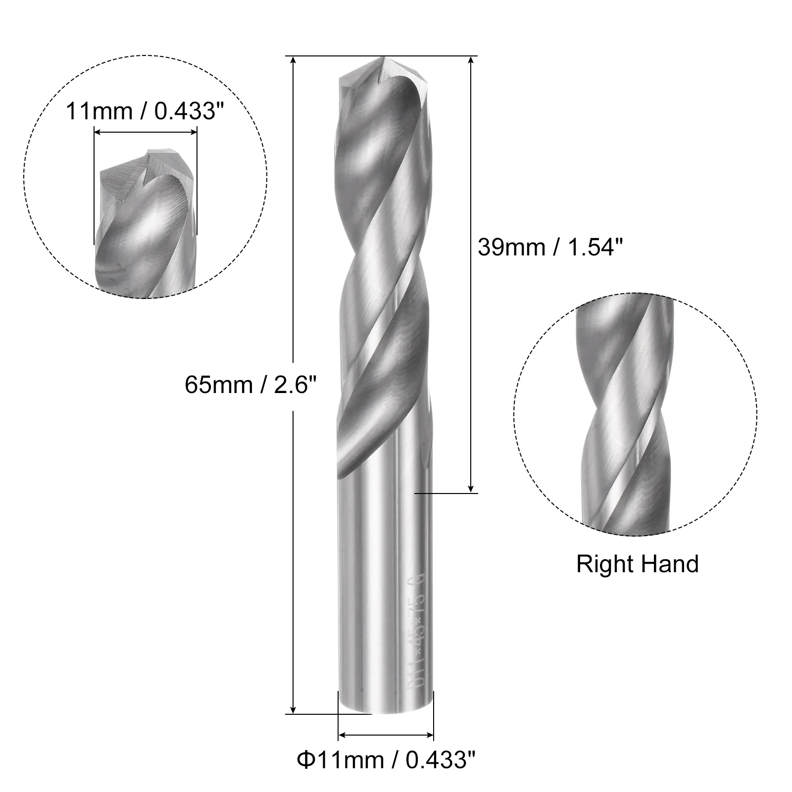 Uxcell Solid Carbide Twist Drill Bit 11mm YG6X/C3 Carbide for Drilling Metal Plastic - Image 2