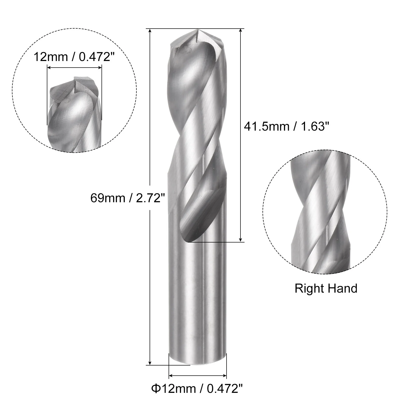 Uxcell Solid Carbide Twist Drill Bit 12mm YG6X/C3 Carbide for Drilling Metal Plastic - Image 2