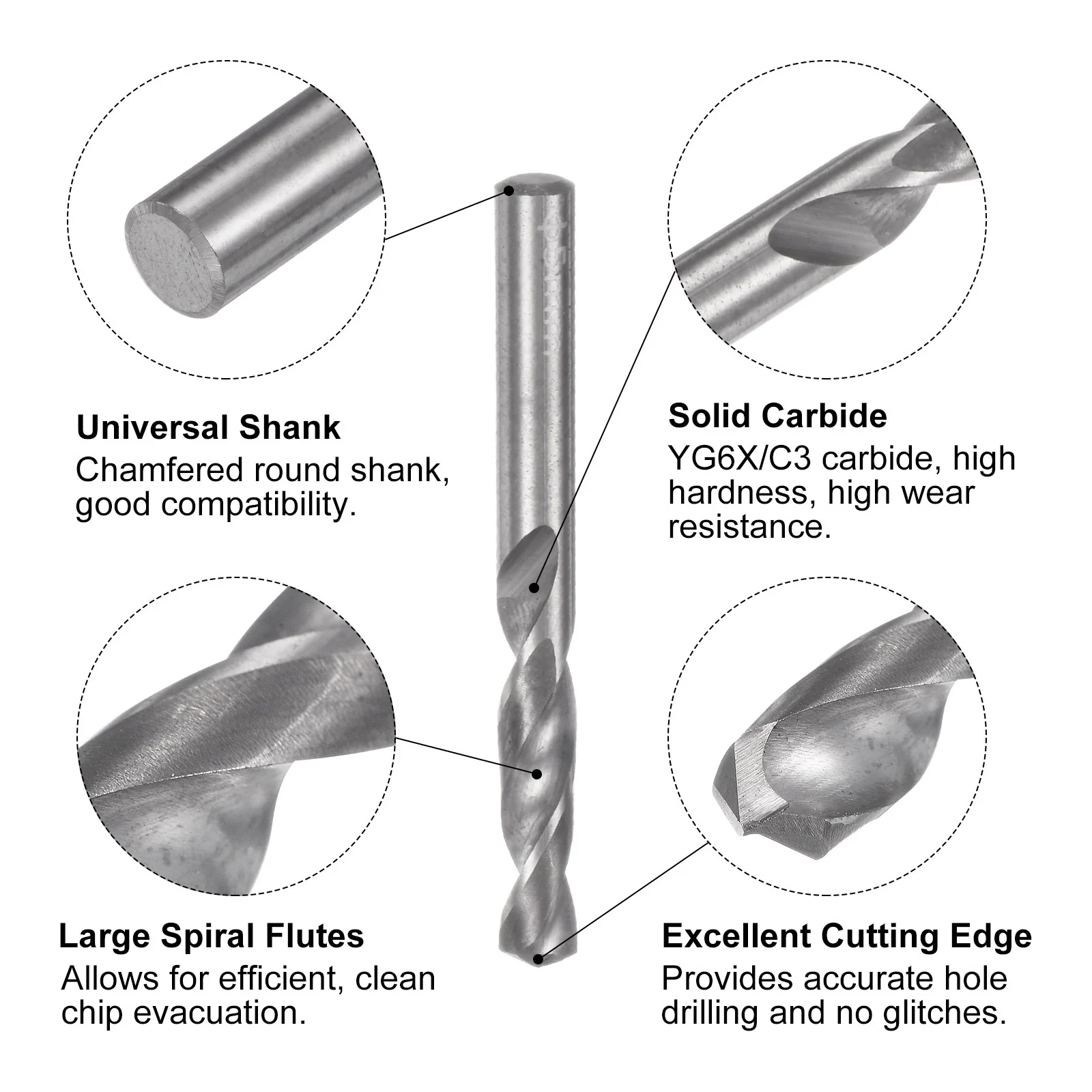 Uxcell Solid Carbide Twist Drill Bit 5mm YG6X/C3 Carbide for Drilling Metal Plastic - Image 3