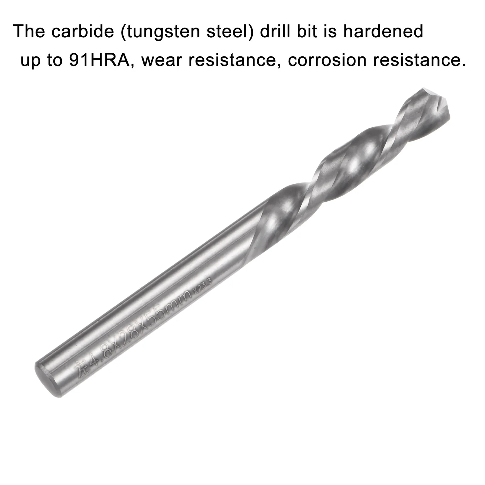 Uxcell 4.8mm Solid Carbide Left Hand Spiral Flutes Twist Drill Bit for Alloy Metal - Image 4