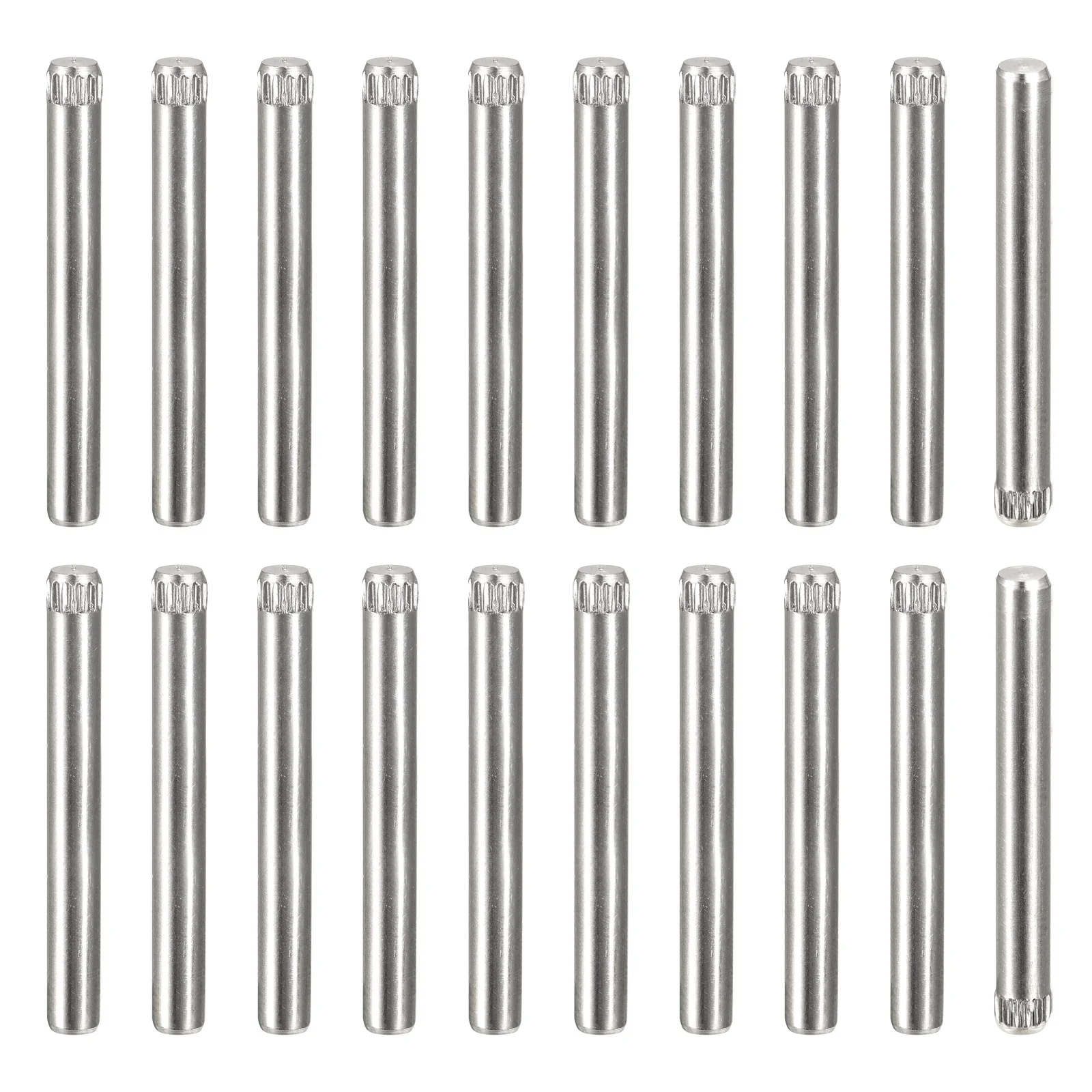 Uxcell 4.1x40mm 304 Stainless Steel Dowel Pins, 40Pcs Knurled Head Flat End Dowel Pin