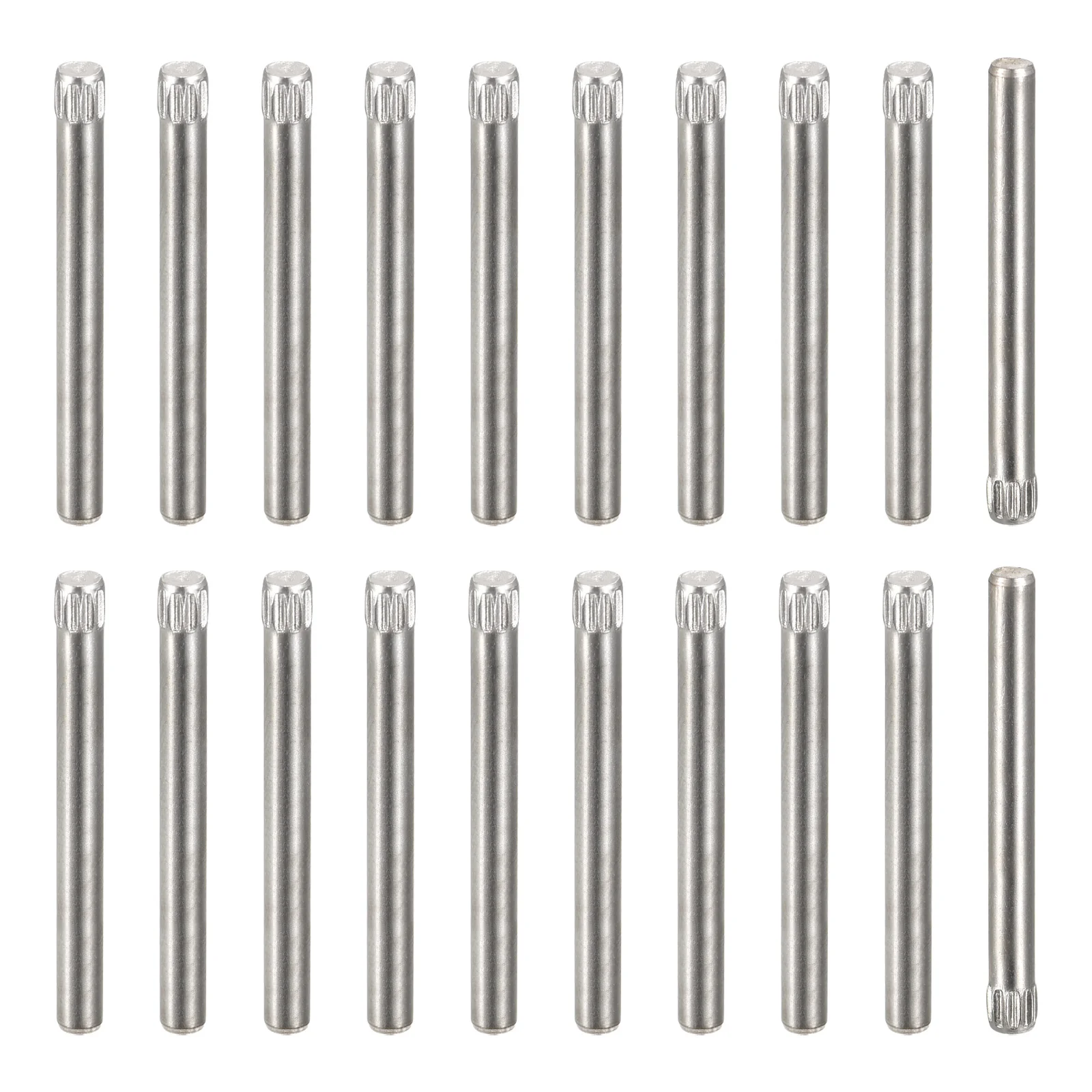 Uxcell 3.1x35mm 304 Stainless Steel Dowel Pins, 80Pcs Knurled Head Flat End Dowel Pin