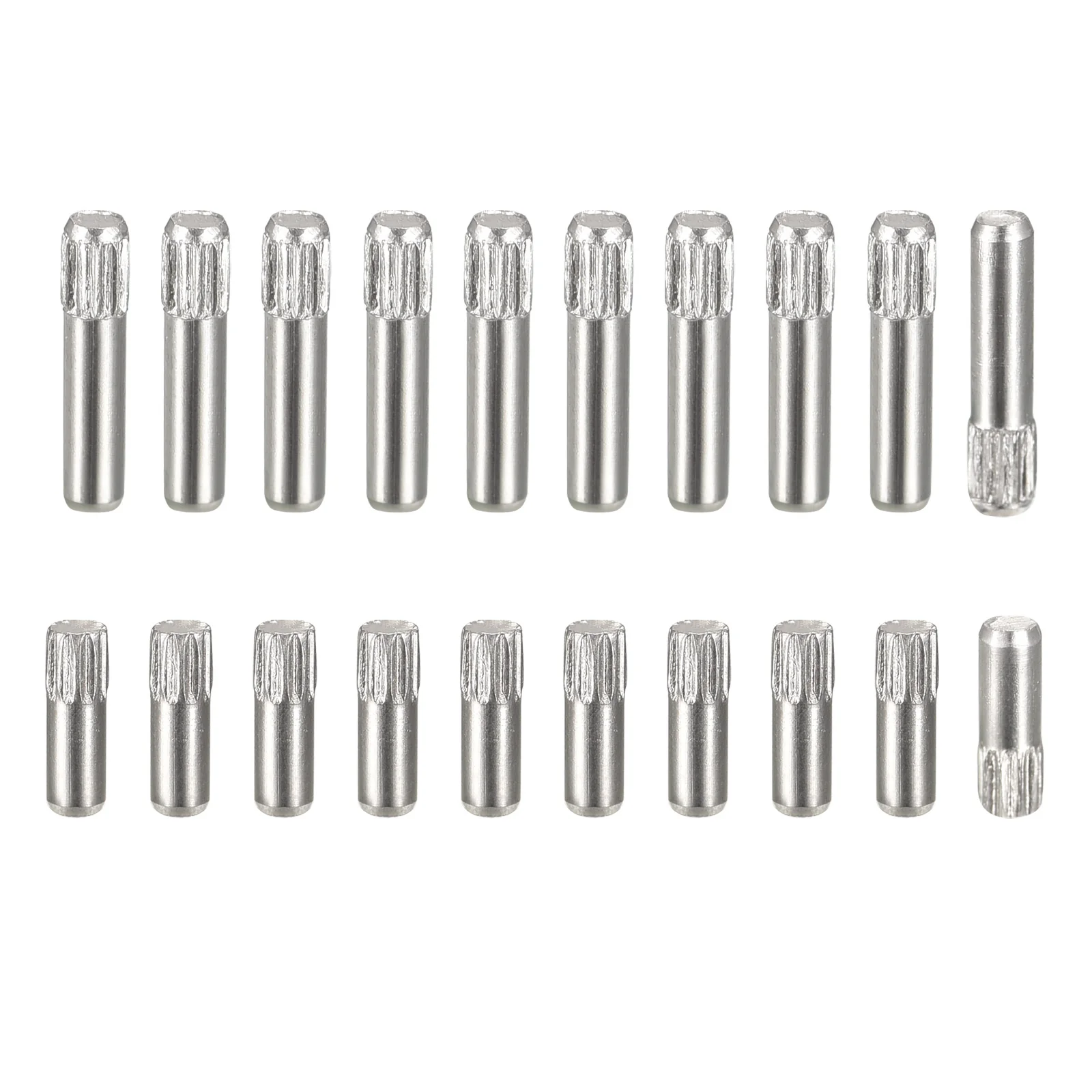 Uxcell 304 Stainless Steel Dowel Pins, 20Pcs 2.1x2mm and 20Pcs 2.6x3mm Knurled Head