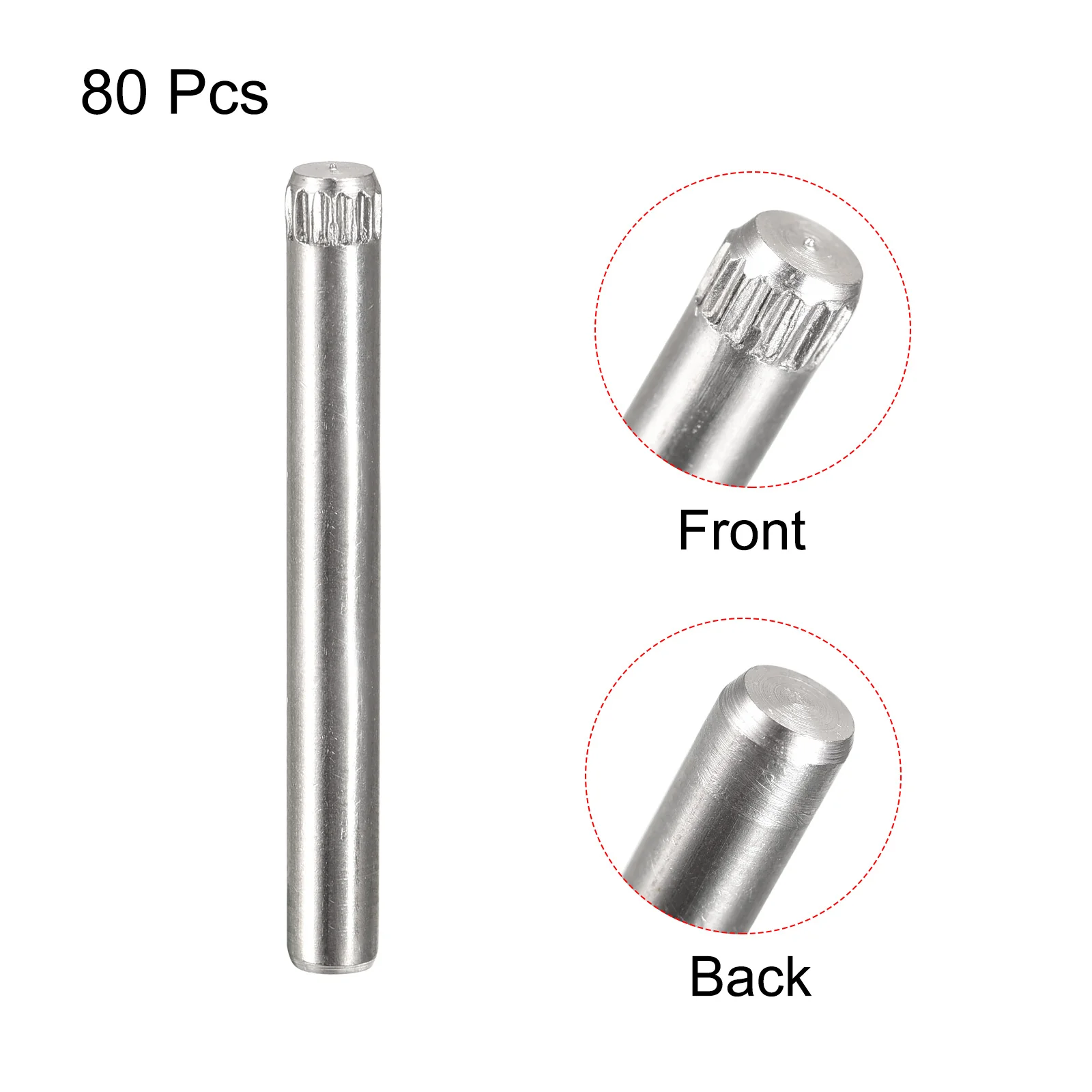 Uxcell 4.1x40mm 304 Stainless Steel Dowel Pins, 80Pcs Knurled Head Flat Chamfered End Dowel Pin, Cylindrical Pin Locating Dowel Support Bed Shelf Pegs Support Shelves Fasten Elements - Image 3