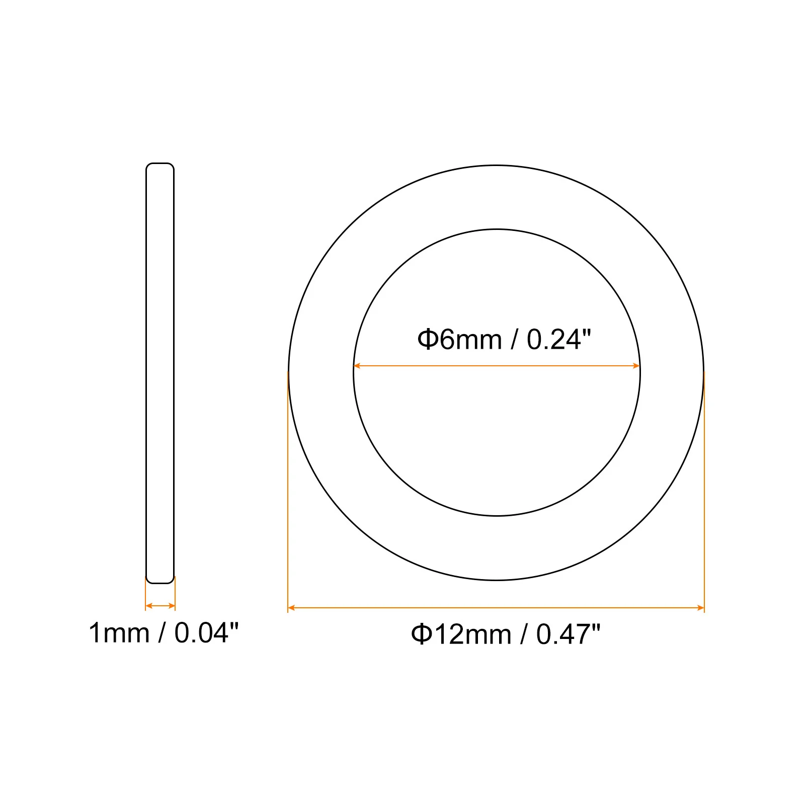 Uxcell M6 Flat Washer, 25 Pcs Copper Ring Washers 12mm OD Metal Sealing Gasket Ring - Image 2