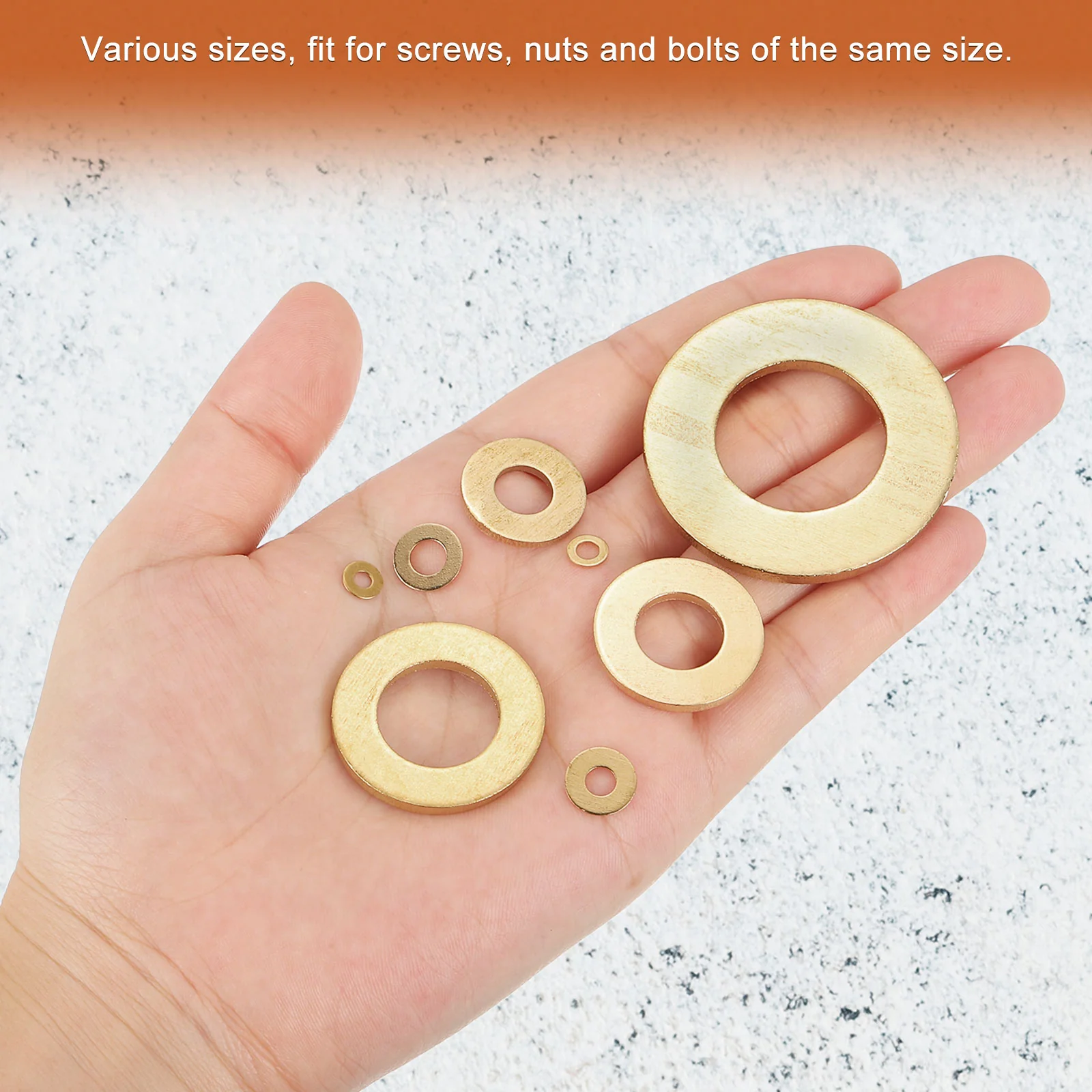 Uxcell M18 Flat Washer, 5 Pcs Brass Ring Washers 34mm OD 2mm T Sealing Gasket Ring - Image 4