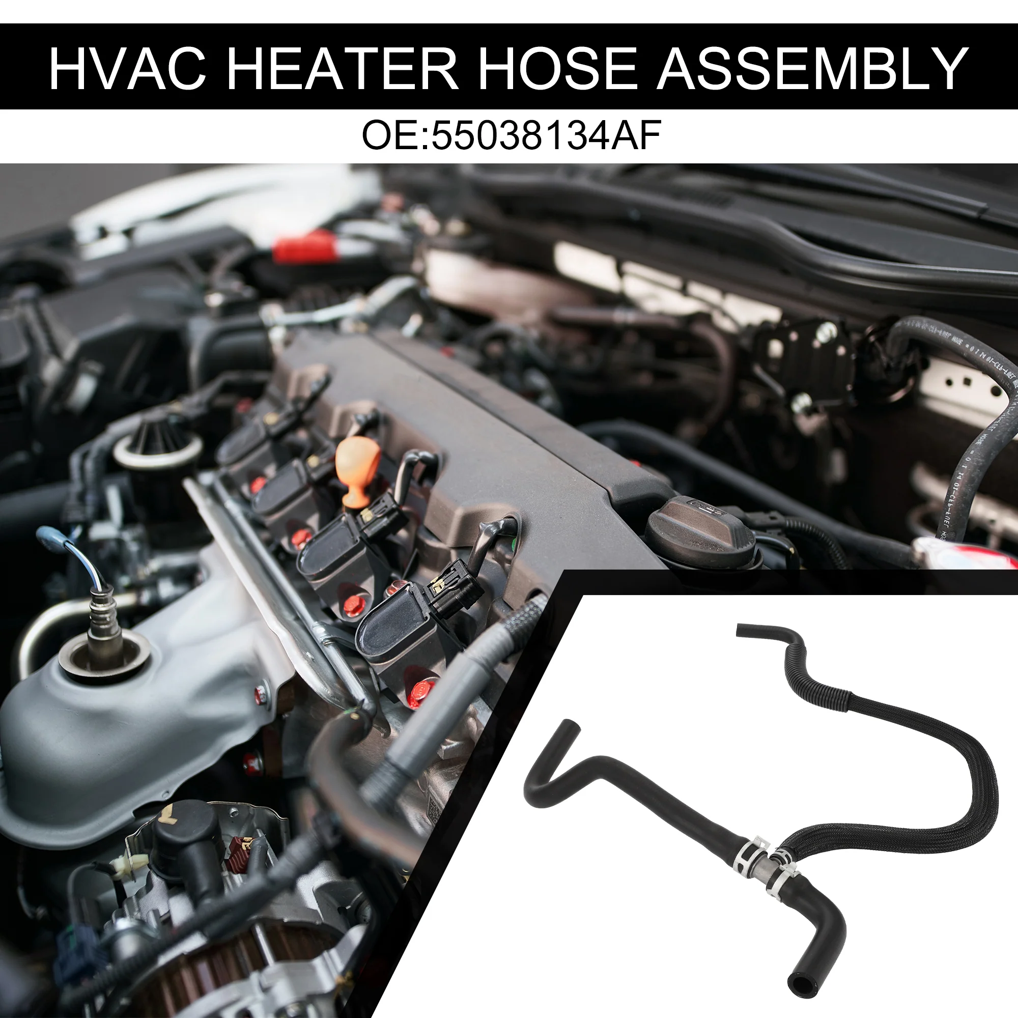 No.55038134AF HVAC Heater Hose Assembly for Chrysler 300 2005-2023 for Dodge Charger 2006-2023 / Inner Radiator Coolant Hose / Durable Rubber / 1 Pcs Black - Image 2