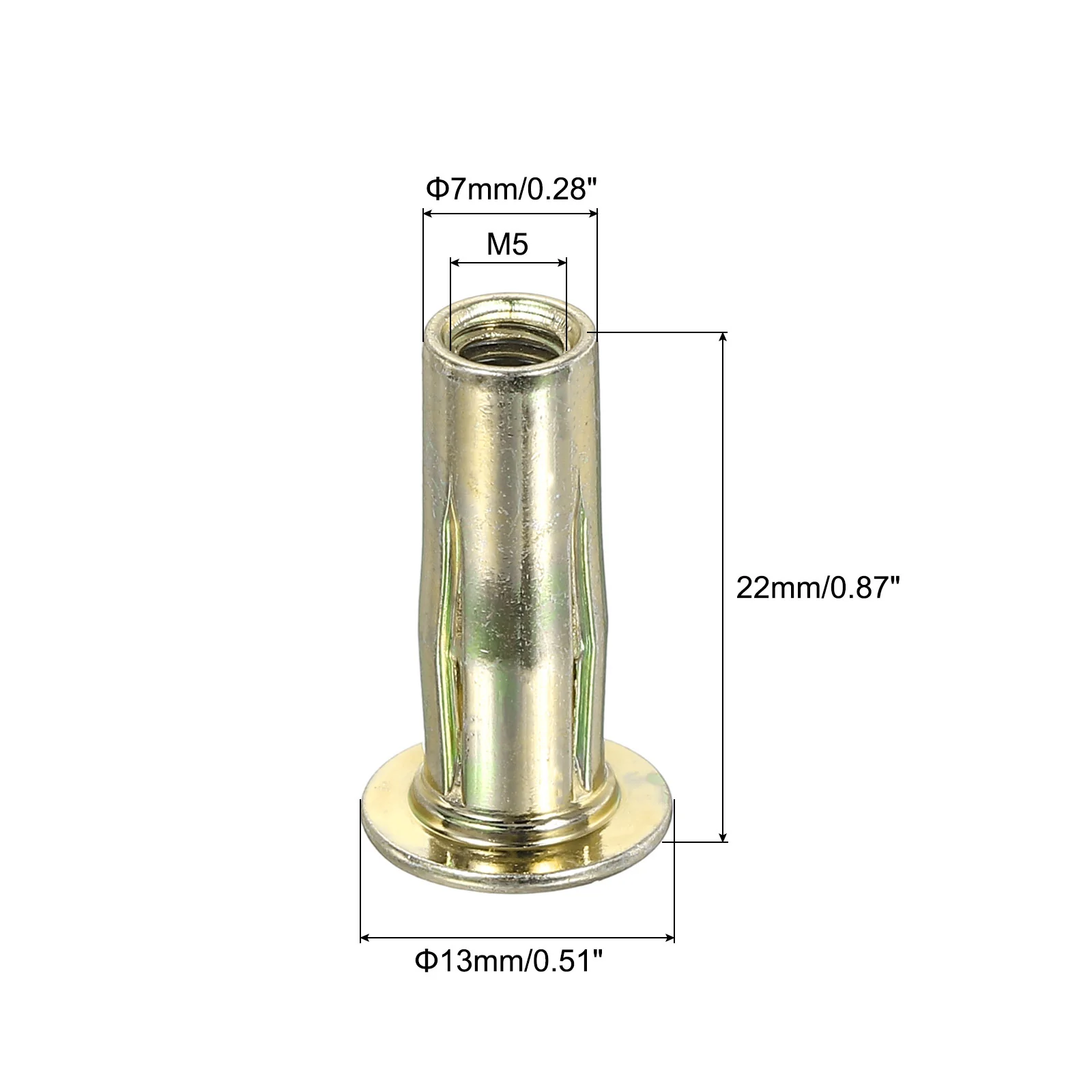 Uxcell Multi-Grip Rivet-Nut, M5 Pre-Bulbed Shank Carbon Steel Color-Zinc-Plated10Pcs - Image 2