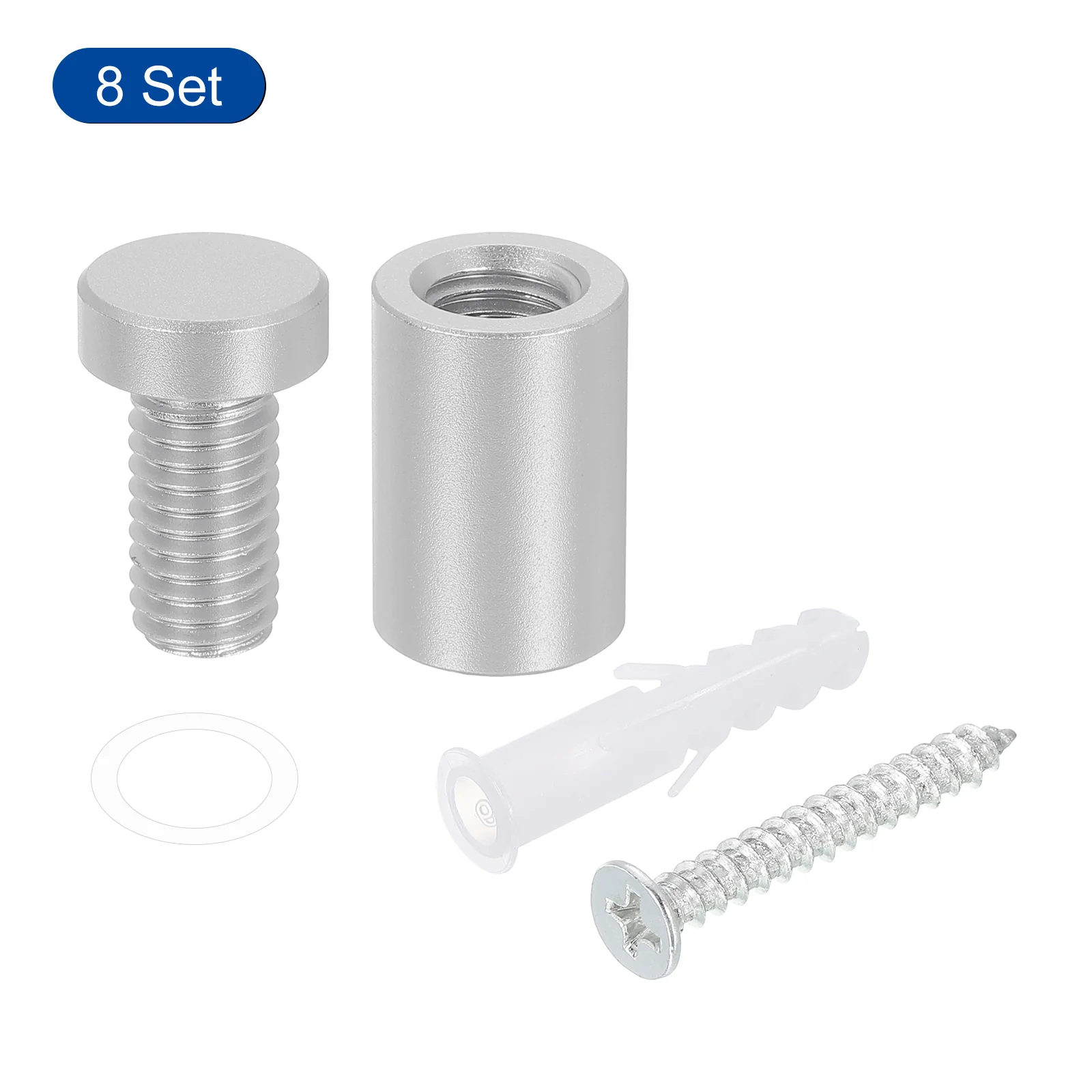 Uxcell 8 Pcs Standoff Screws, 1/2" x 0.93" Aluminum Wall Standoff Mounts, Silver - Image 3