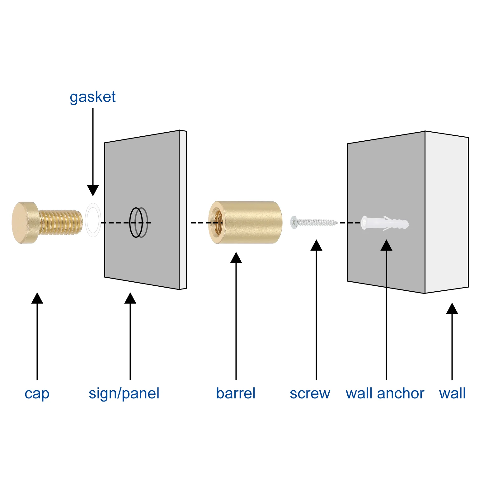 Uxcell 12 Pcs Standoff Screws, 1/2" x 0.93" Aluminum Wall Standoff Mounts, Gold - Image 5