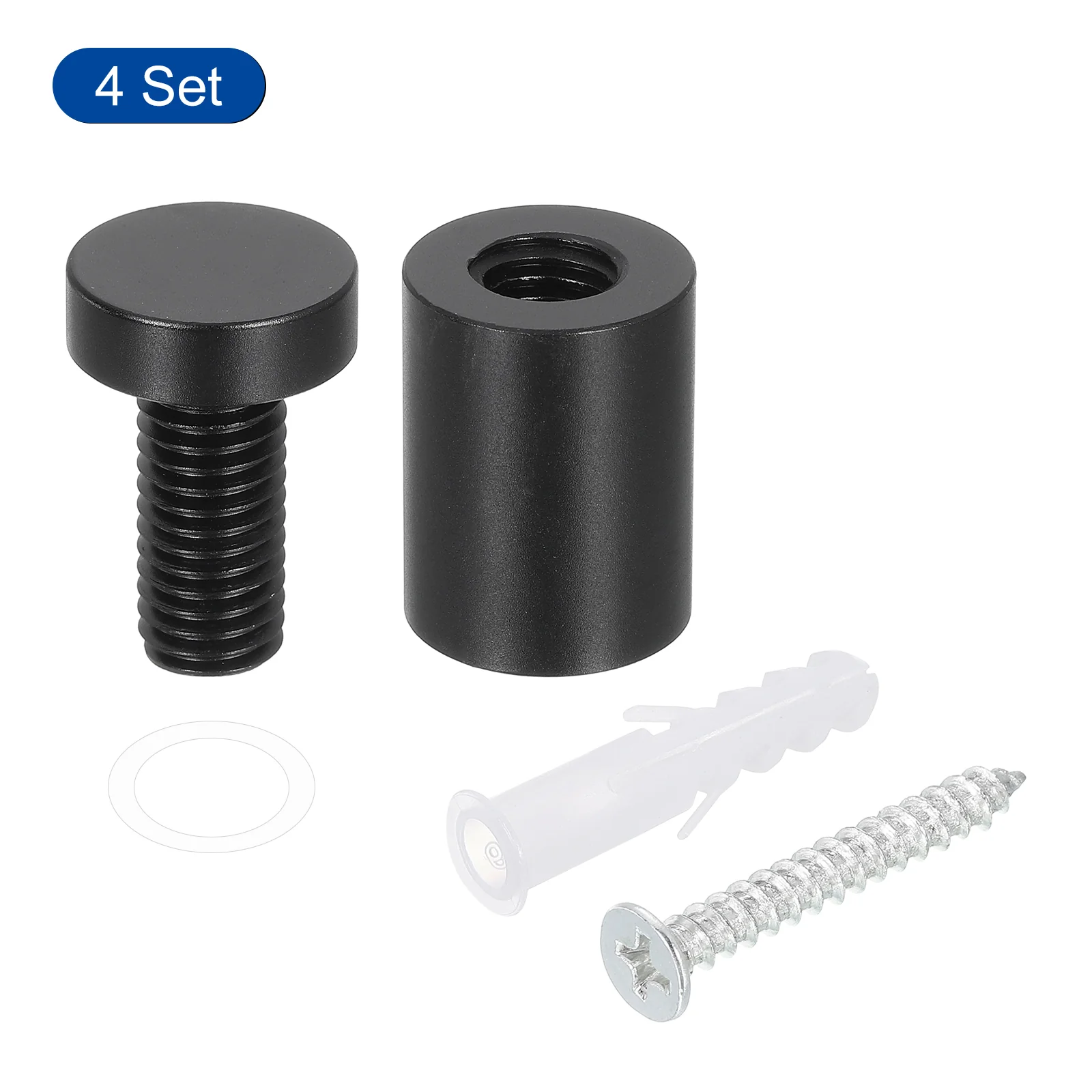 Uxcell 4 Pcs Standoff Screws, 3/4" x 1.26" Aluminum Wall Standoff Mounts, Black - Image 3