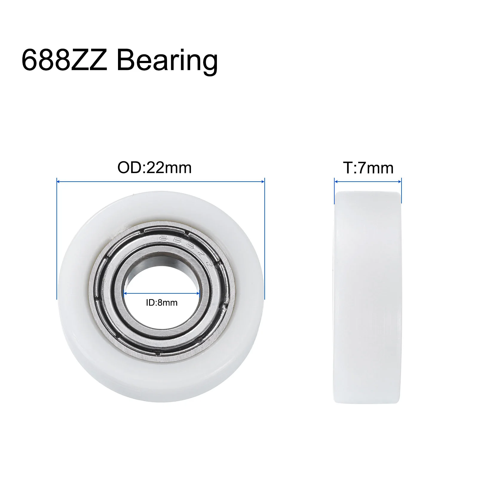 Uxcell 4Pcs Ball Bearing Guide 8x22x7mm Double Metal Shielded Chrome Steel - Image 2