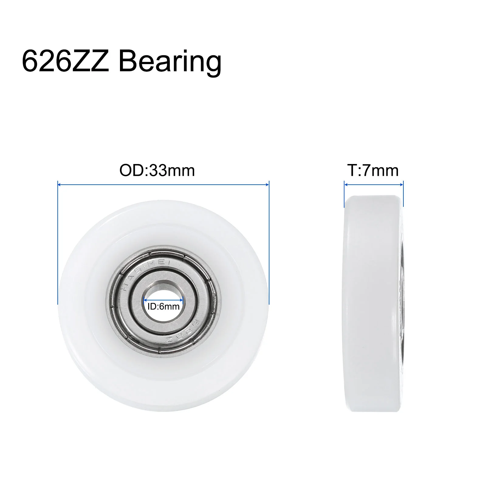 Uxcell 4Pcs Ball Bearing Guide 6x33x7mm Double Metal Shielded Chrome Steel - Image 2