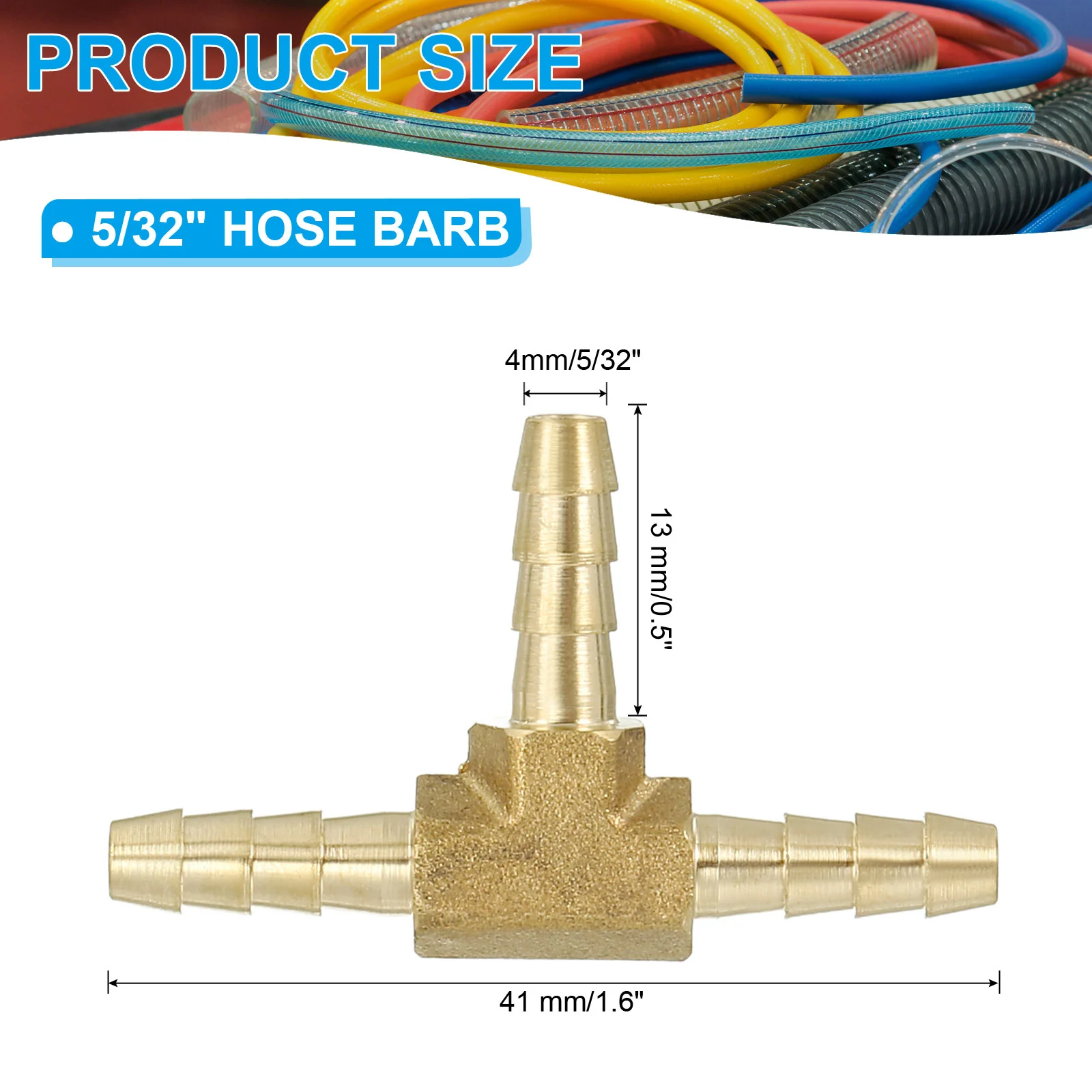 1/8" Barb Tee Fitting 3 Way Union T-Shaped Brass Hose Barbed Fittings - Image 2