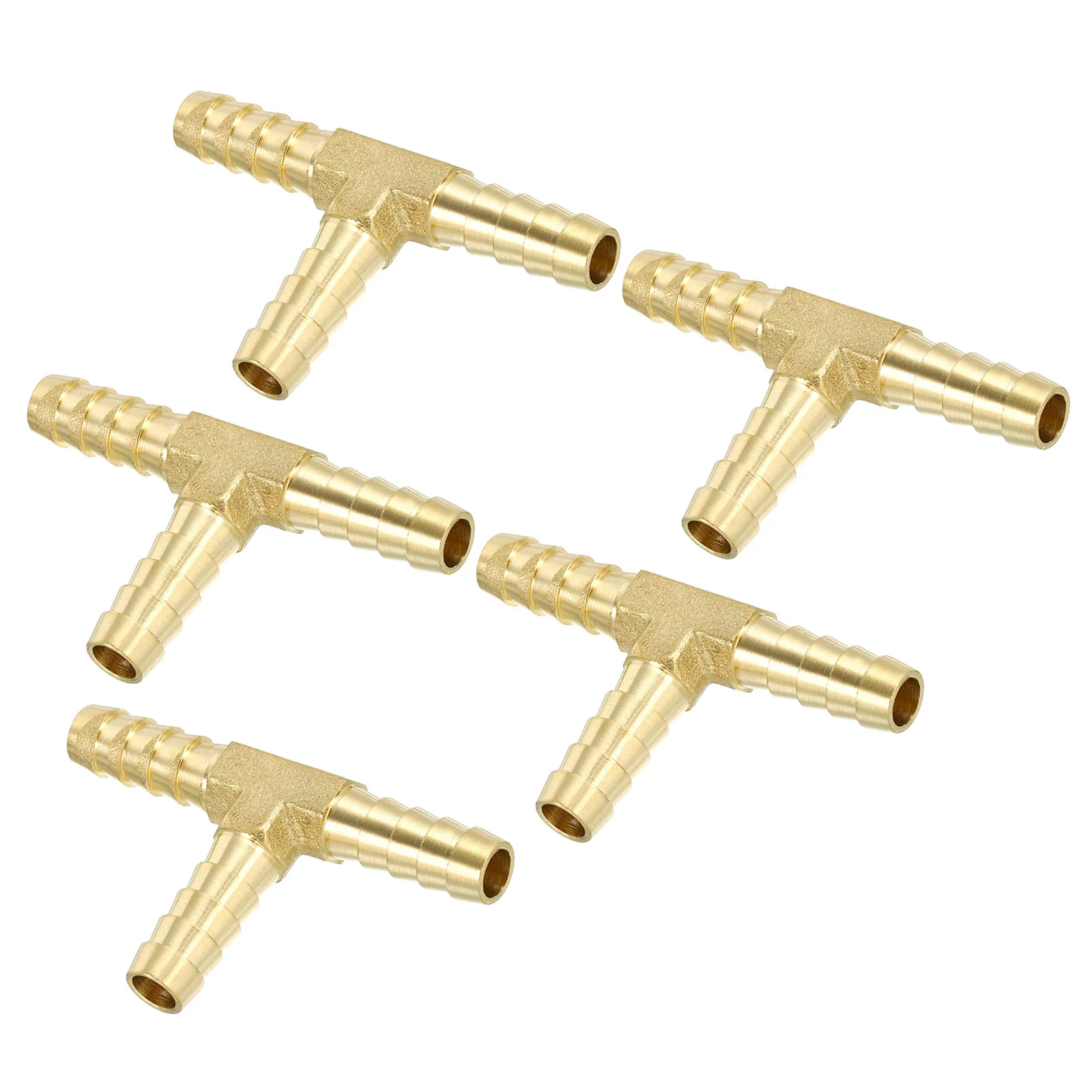 5 Pcs 5/16" Barb Tee Fitting 3 Way Union T-Shaped Brass Hose Barbed Fittings
