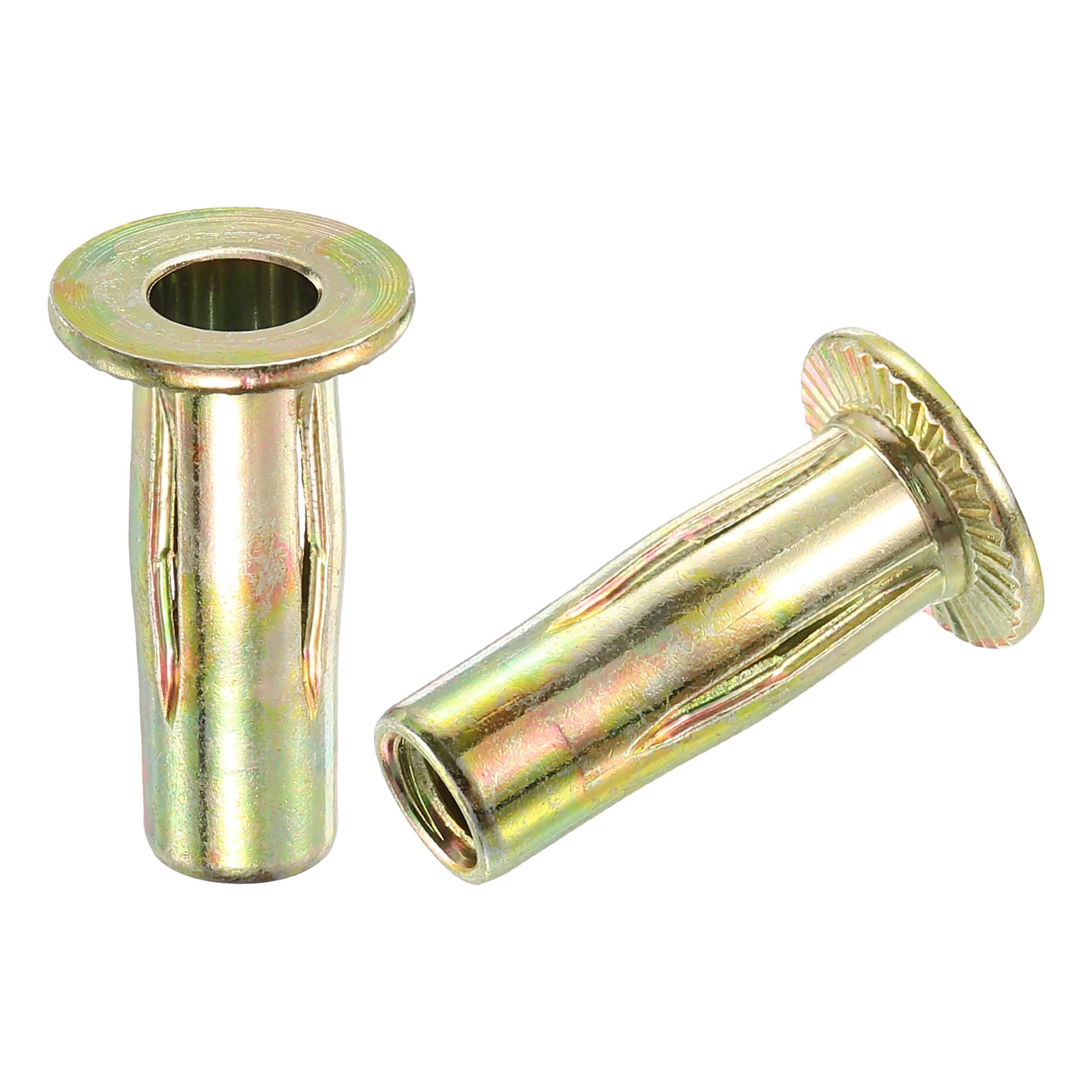 Uxcell 1/4-20 Multi-Grip Rivet Nuts, 10pcs Pre-Bulbed Insert Nut Gold Zinc Plated - Image 4
