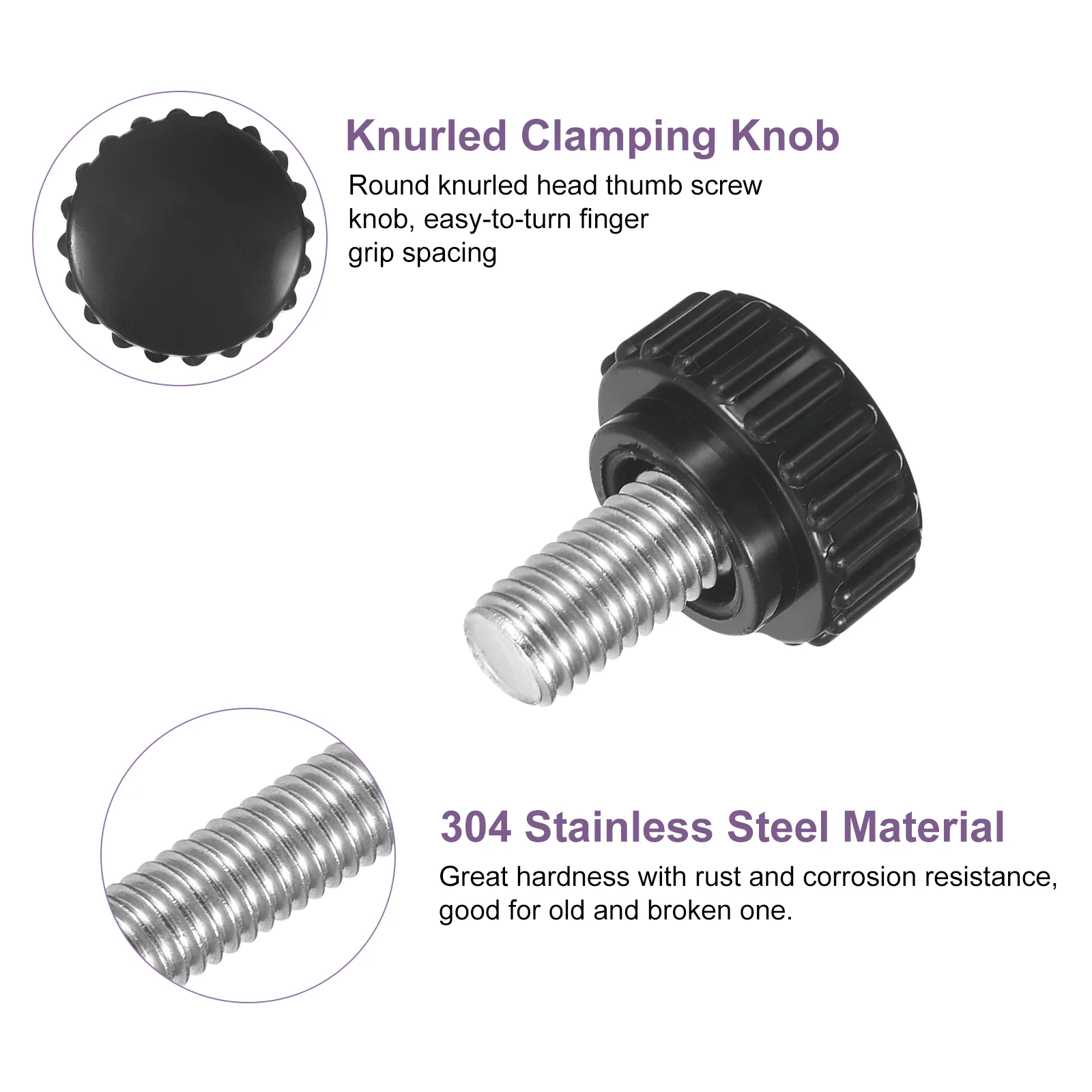 Uxcell 8Pcs M8 x 12mm Knurled Clamping Knob Thumb Clamping Knob Screw 22mm Dia - Image 3