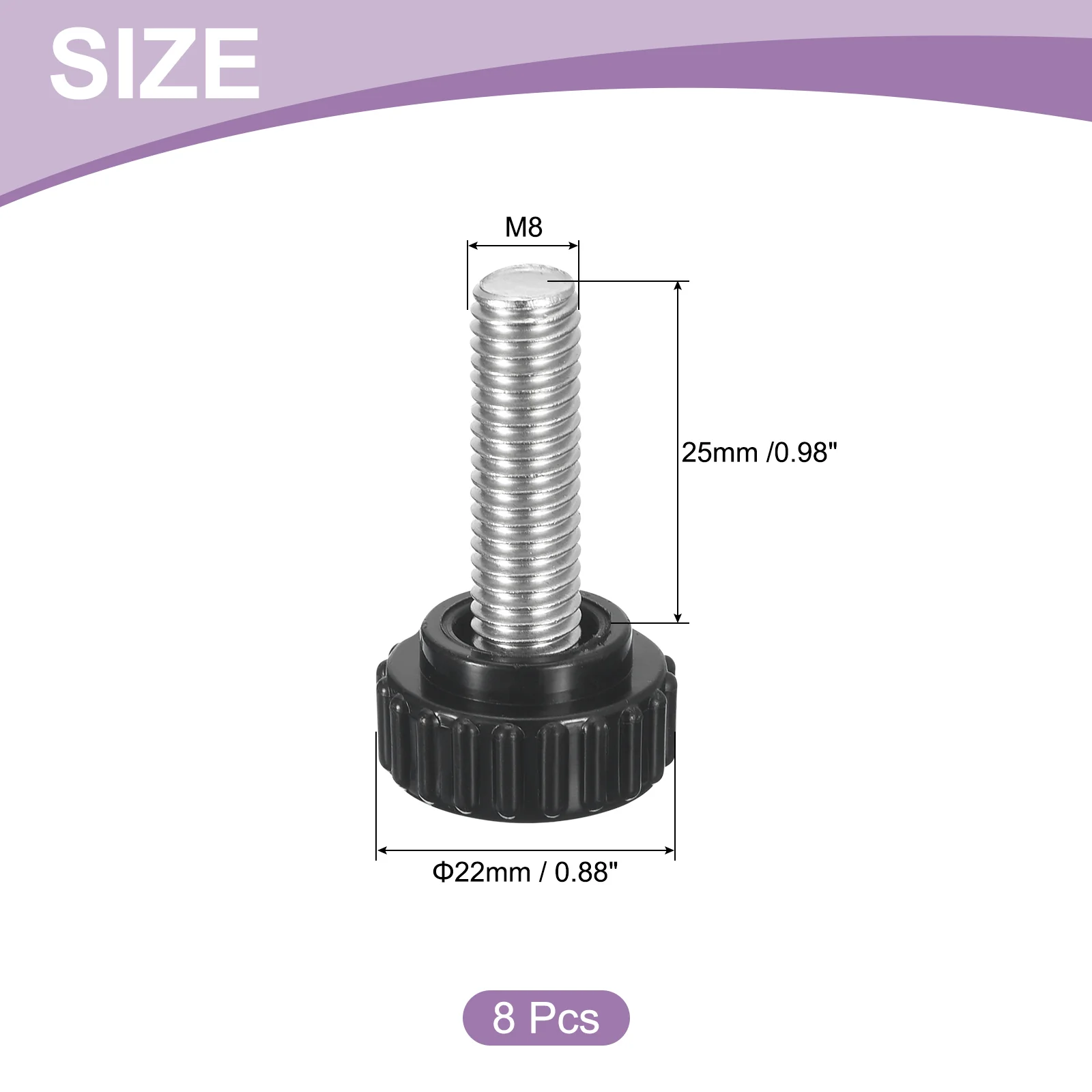 Uxcell 8Pcs M8 x 25mm Knurled Clamping Knob Thumb Clamping Knob Screw 22mm Dia - Image 2