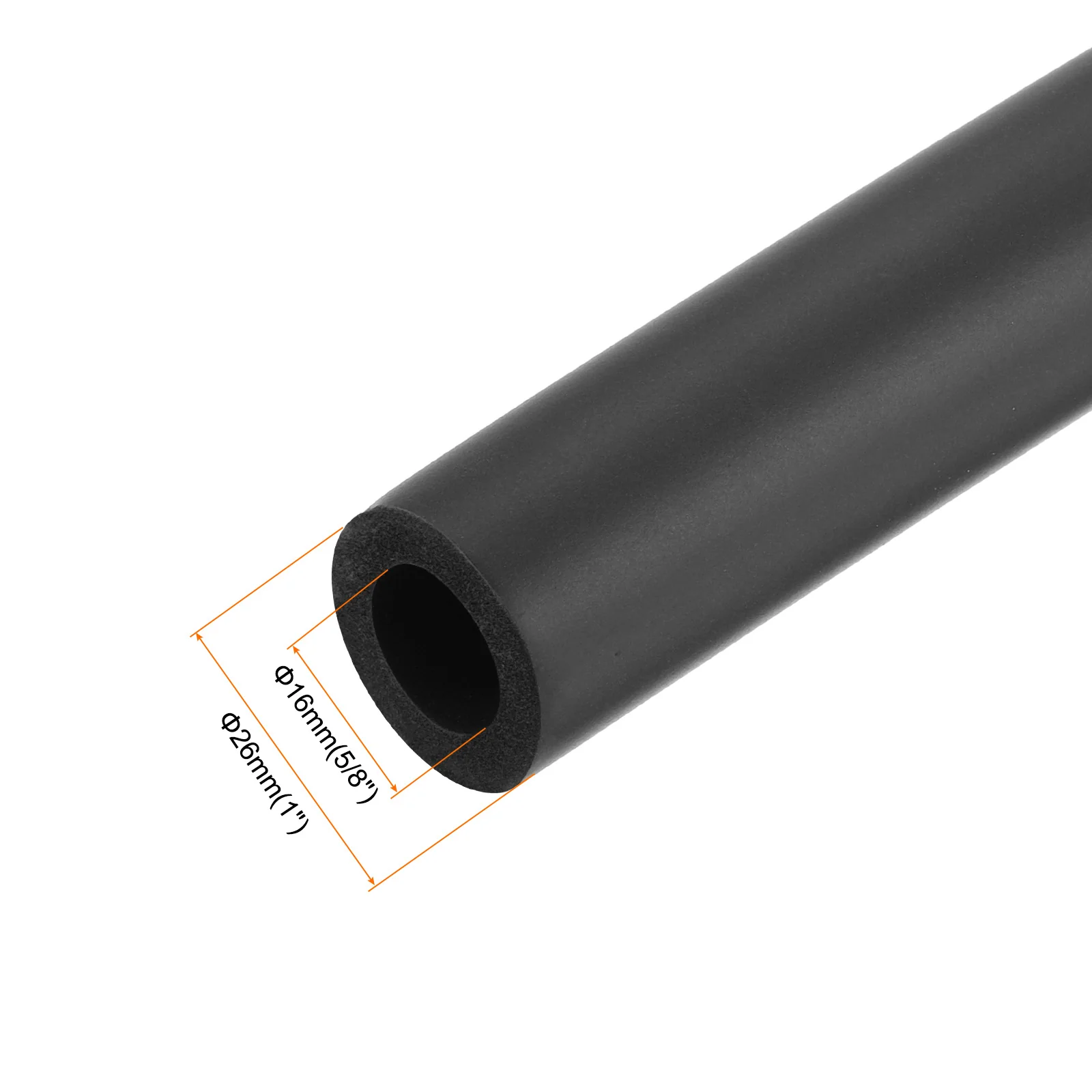 Uxcell Foam Tubing for Handle Grip Support Pipe Insulation 16mm ID 26mm OD 1m Black - Image 3