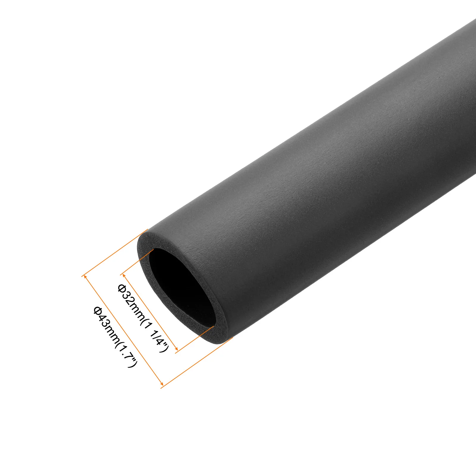 Uxcell 2pcs 3.3ft Pipe Insulation Tube 1 1/4 inch(32mm) ID 43mm OD Foam Tubing, Black - Image 3