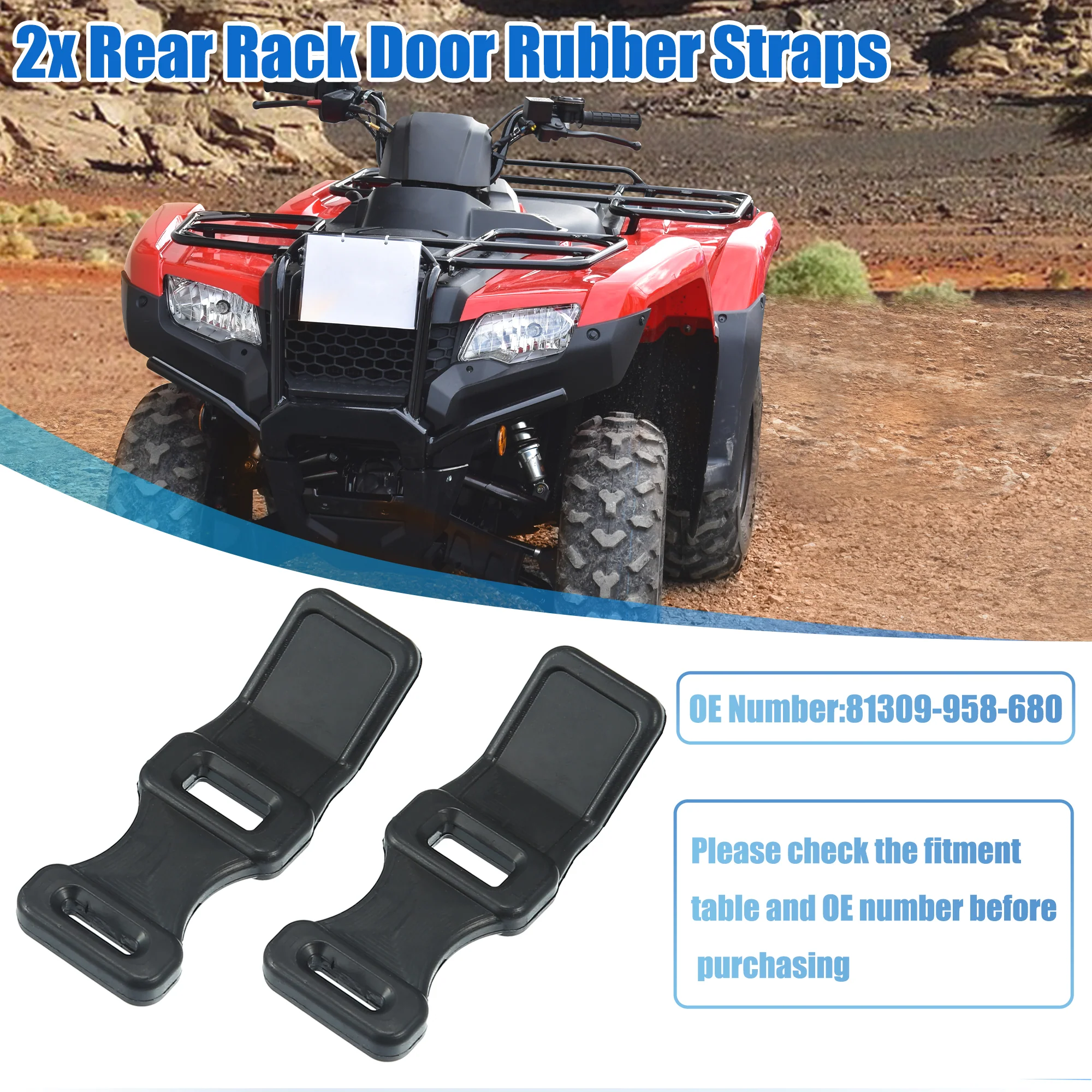 2 Pcs Rear Rack Door Rubber Straps Sub-Carrier Band for Honda ATC200E ATC200ES TRX200 TRX250 TRX300 TRX300FW TRX350 TRX350D 1982-1995 Replace 81309-958-680 - Image 4
