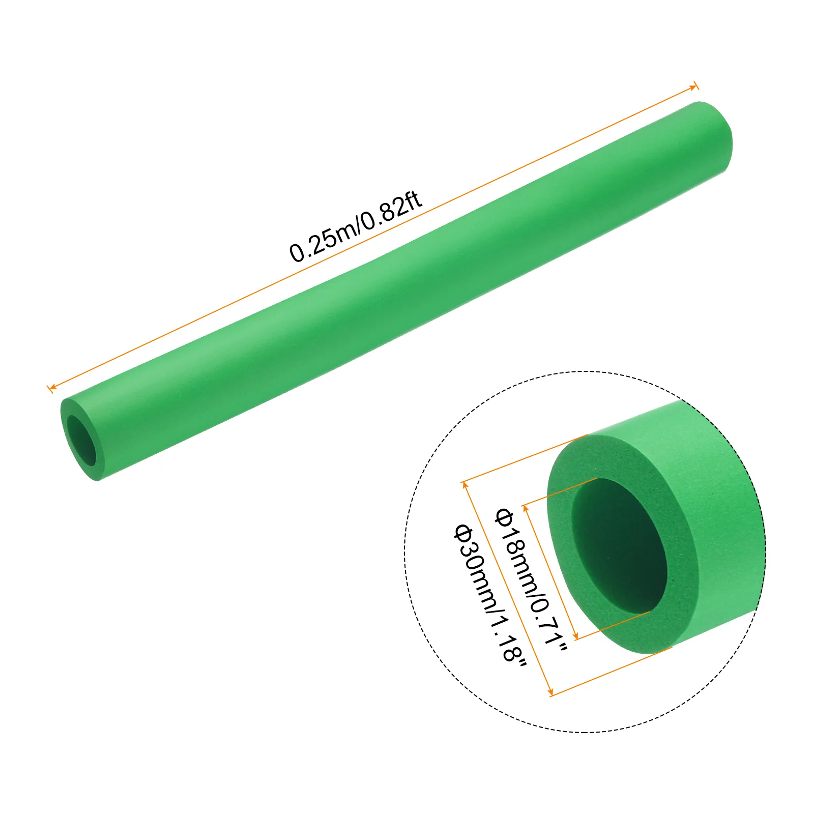 Uxcell 2pcs Foam Tubing for Handle Grip Pipe Insulation, 18mm ID 30mm OD 0.25m Green - Image 2