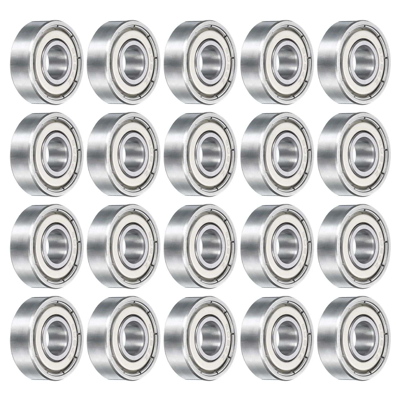Uxcell 50pcs 608ZZ Miniature Ball Bearings 8x22x7mm Double Sealed Bearing Silver Tone