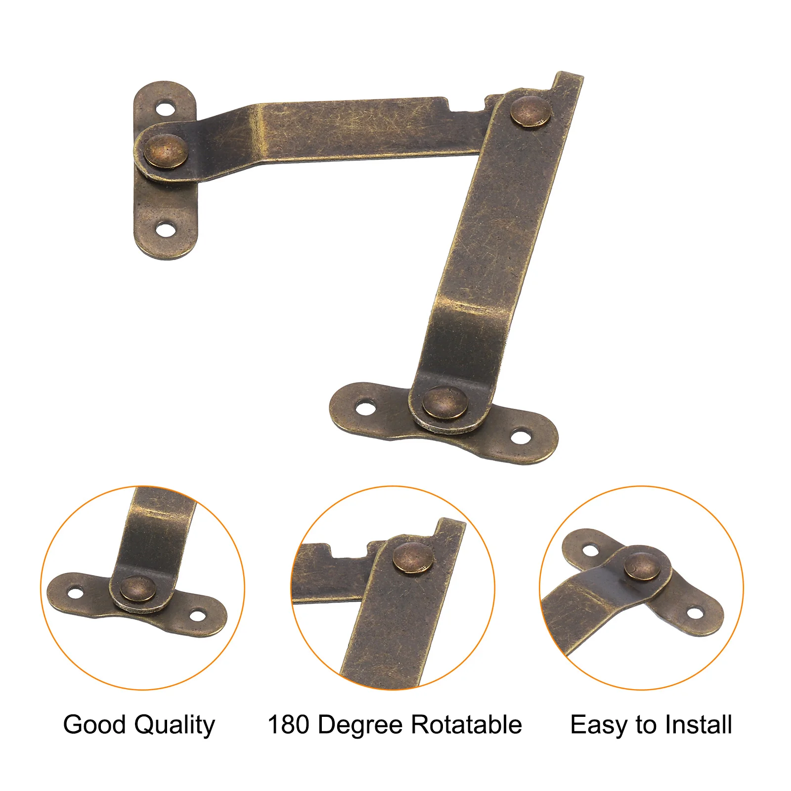 Uxcell 2 Pcs Lid Folding Support Hinges, Iron 180 Degree Rotatable Hinges, Small - Image 3