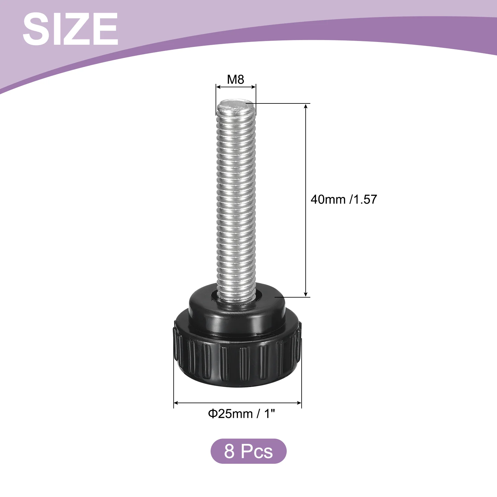 Uxcell 8Pcs M8 x 40mm Knurled Clamping Knob Thumb Clamping Knob Screw 25mm Dia - Image 2