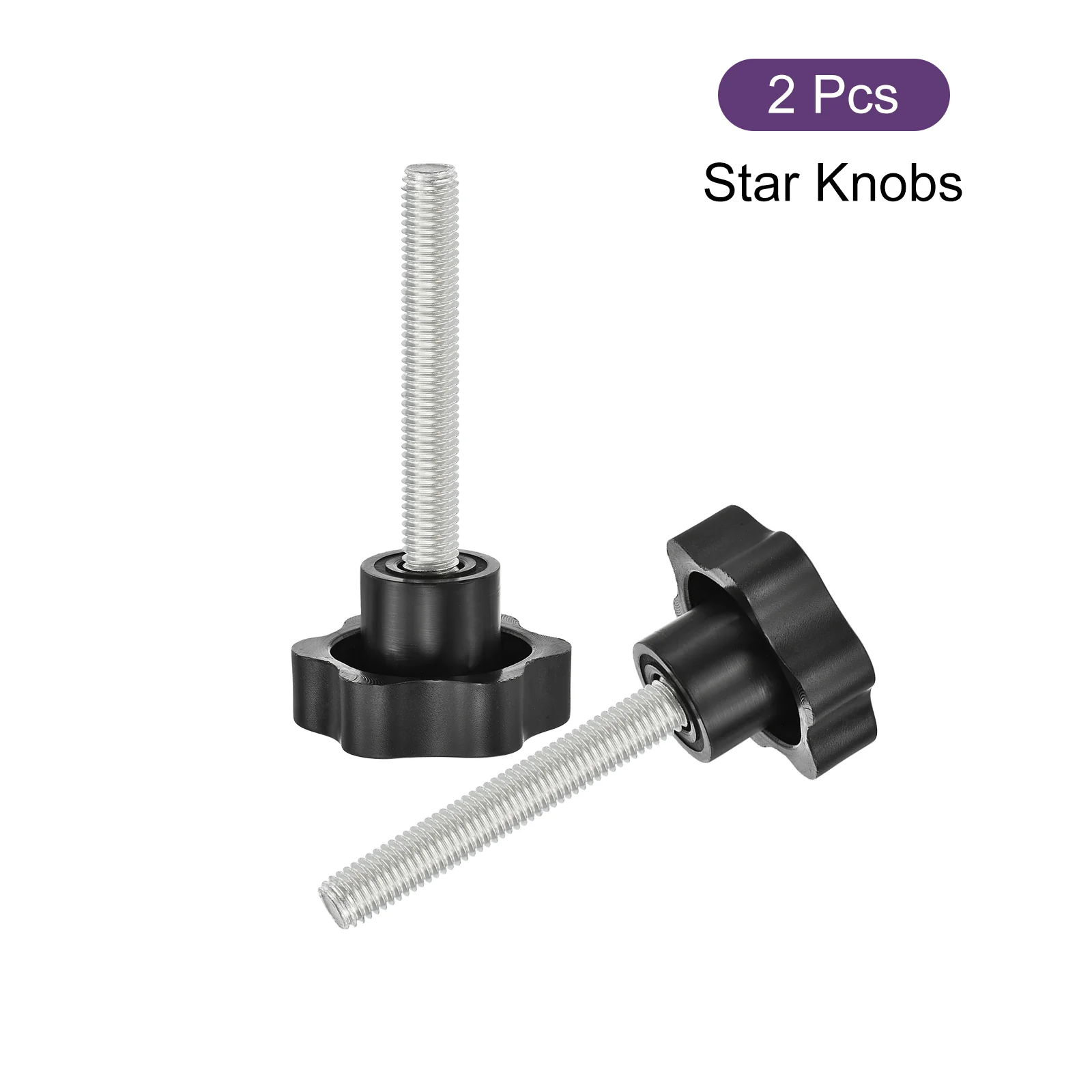 Uxcell 2Pcs Star Knobs, M10x70mm Plastic Hex Shaped Clamping Handle Screw Knobs, Hand Tightening Star Screw Knob for Machinery Umbrella Base Replacement - Image 3