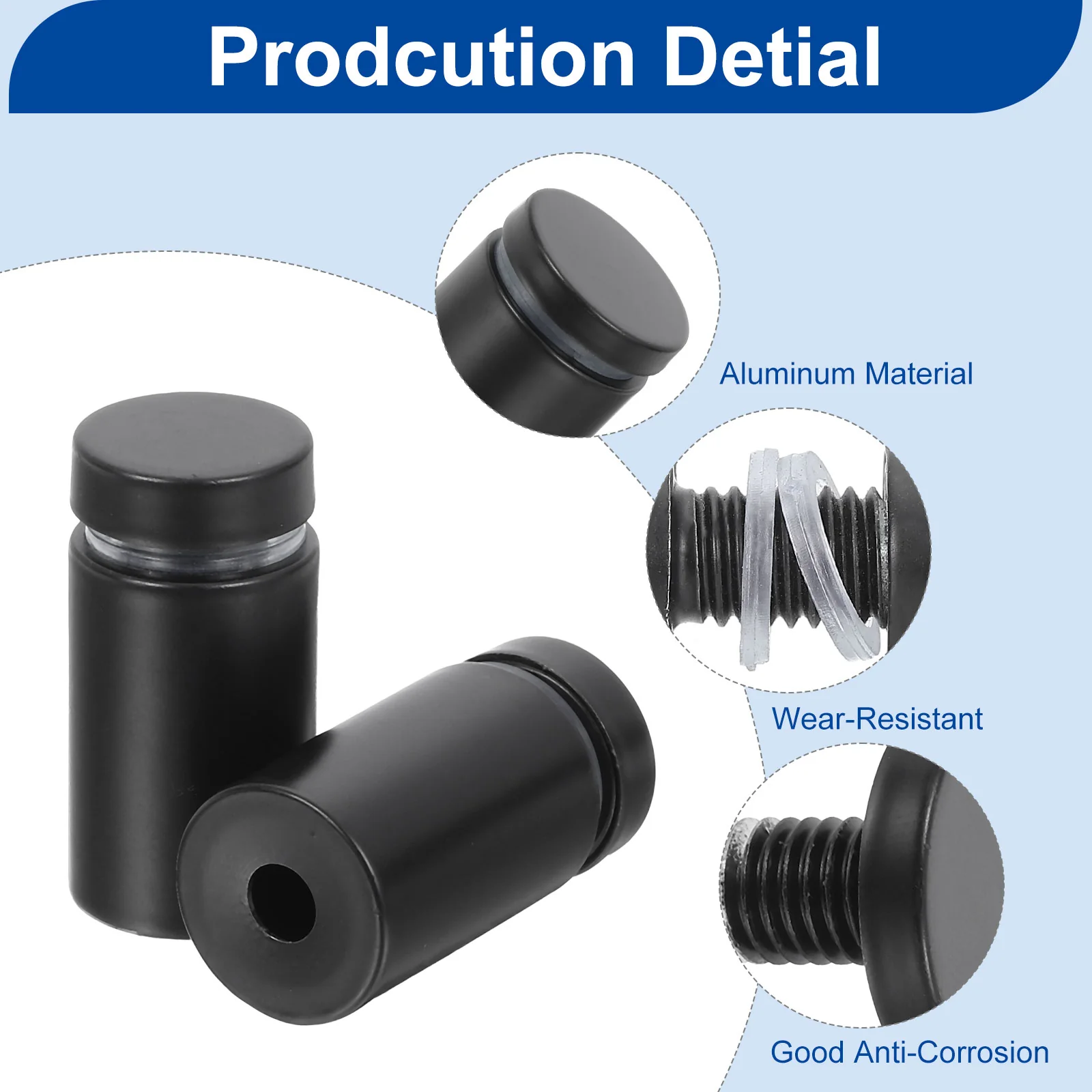 Uxcell 12 Pcs Standoff Screws, 5/8" x 1.18" Stainless Steel Wall Standoff Mounts, Black - Image 4