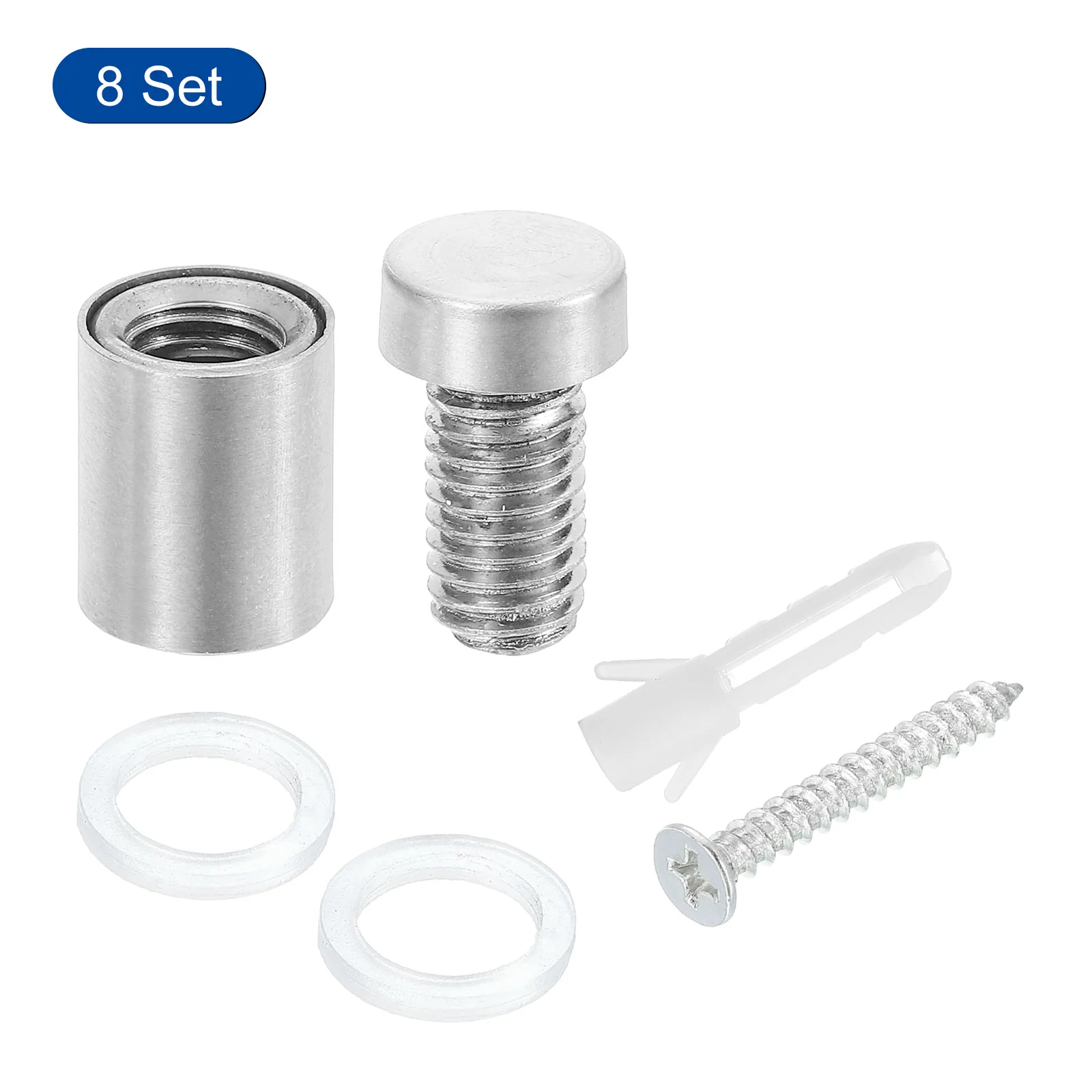 Uxcell 8 Pcs Standoff Screws, 1/2" x 0.8" Stainless Steel Wall Standoff Mounts, Silver - Image 3