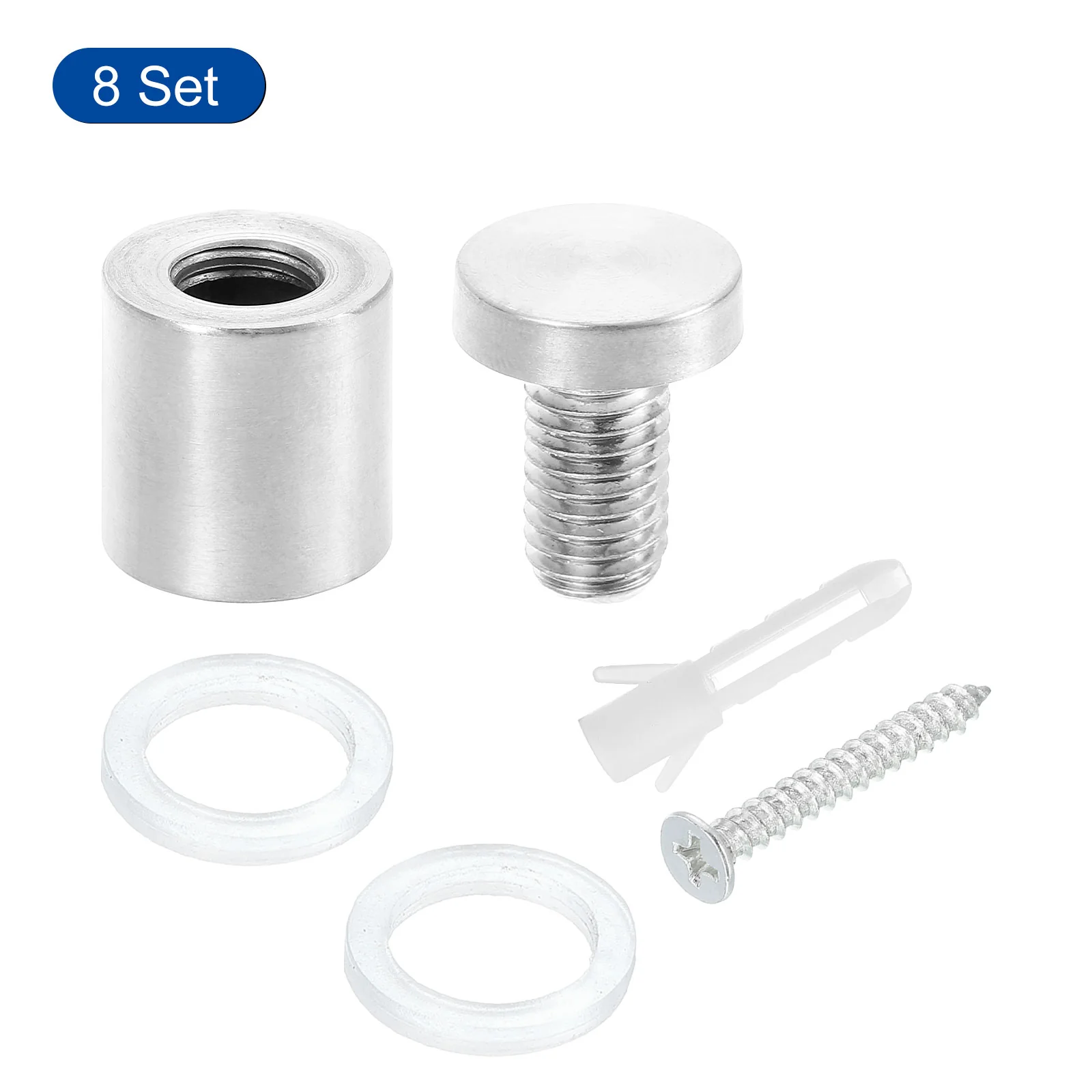 Uxcell 8 Pcs Standoff Screws, 3/4" x 1" Stainless Steel Wall Standoff Mounts, Silver - Image 3