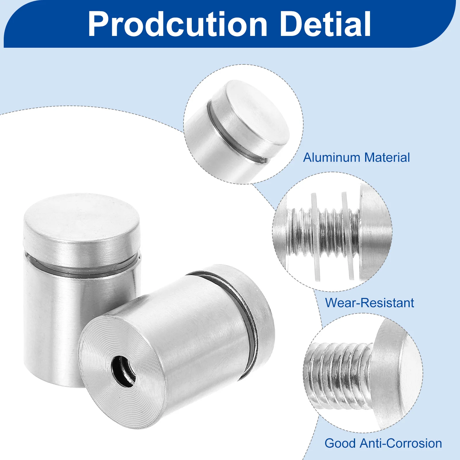 Uxcell 8 Pcs Standoff Screws, 3/4" x 1" Stainless Steel Wall Standoff Mounts, Silver - Image 4