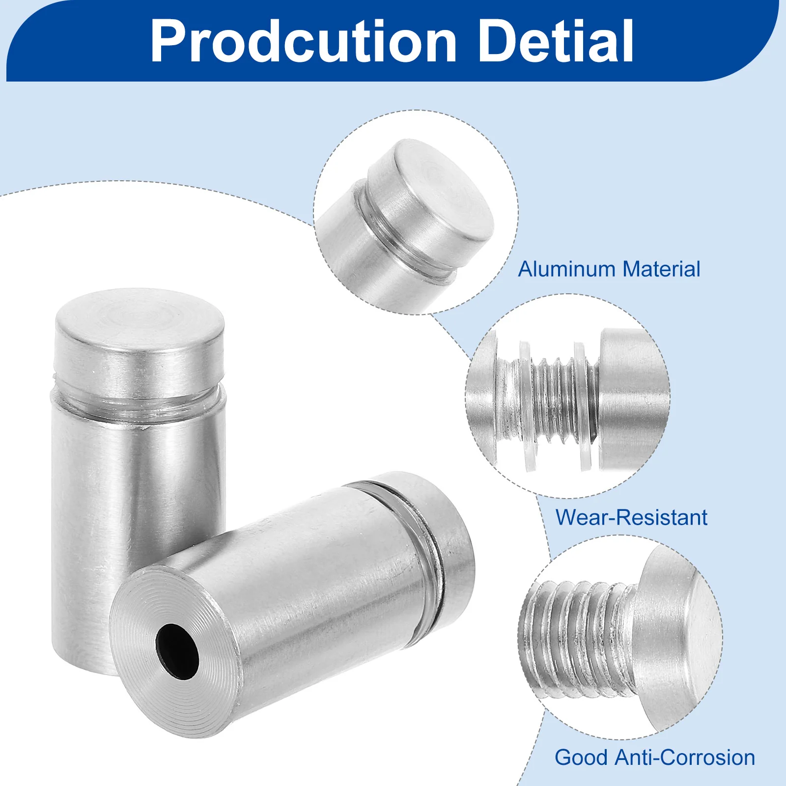 Uxcell 24Pcs Standoff Screws, 5/8" x 1.18" Stainless Steel Wall Standoff Mounts, Silver - Image 4