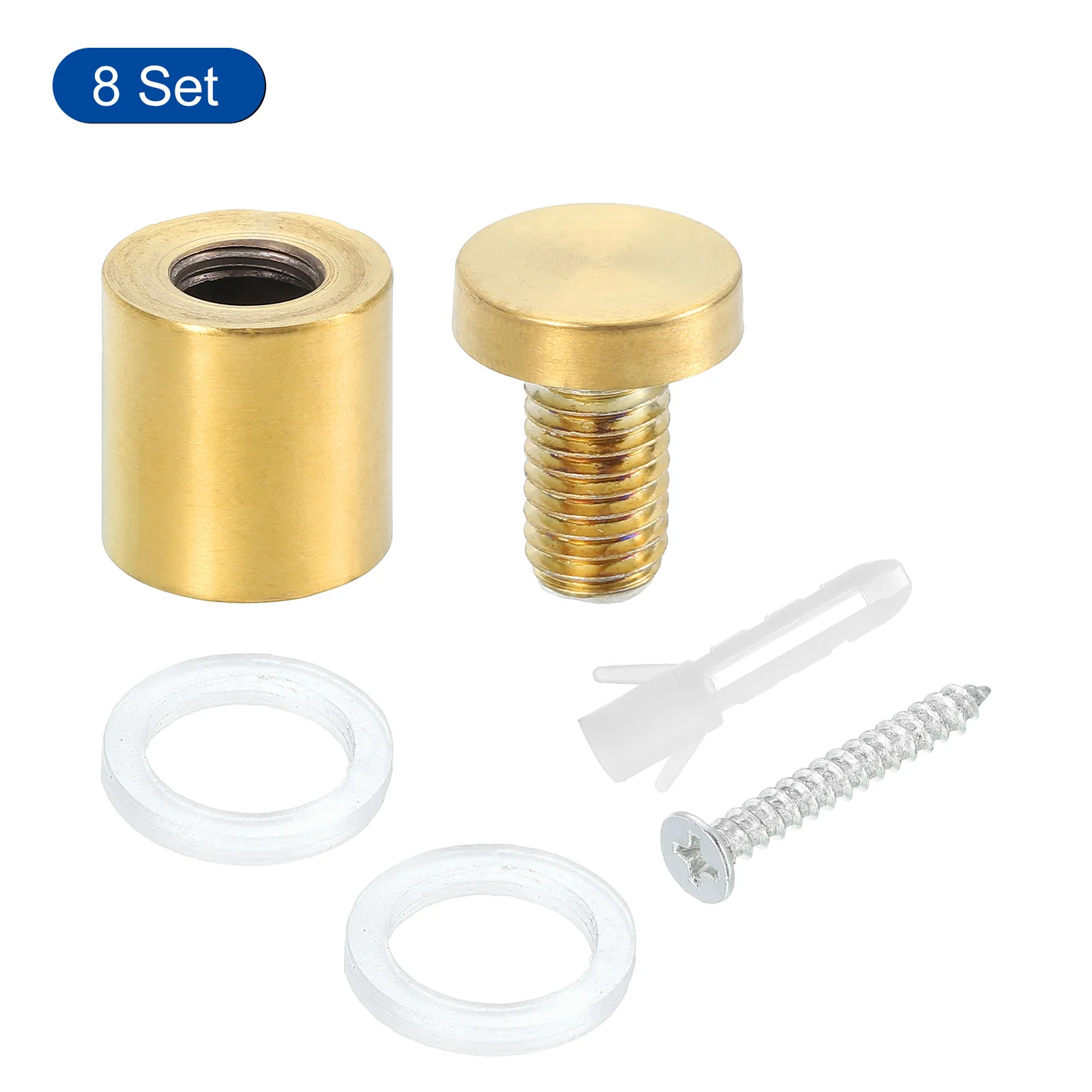 Uxcell 8 Pcs Standoff Screws, 3/4" x 1" Stainless Steel Wall Standoff Mounts, Gold - Image 3