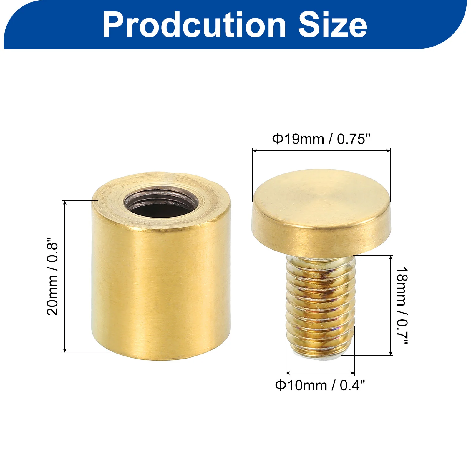 Uxcell 12 Pcs Standoff Screws, 3/4" x 1" Stainless Steel Wall Standoff Mounts, Gold - Image 2